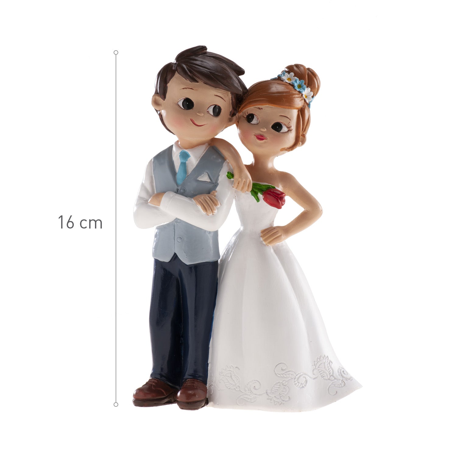 COUPLE DE MARIAGE AVEC FLEUR 16CM