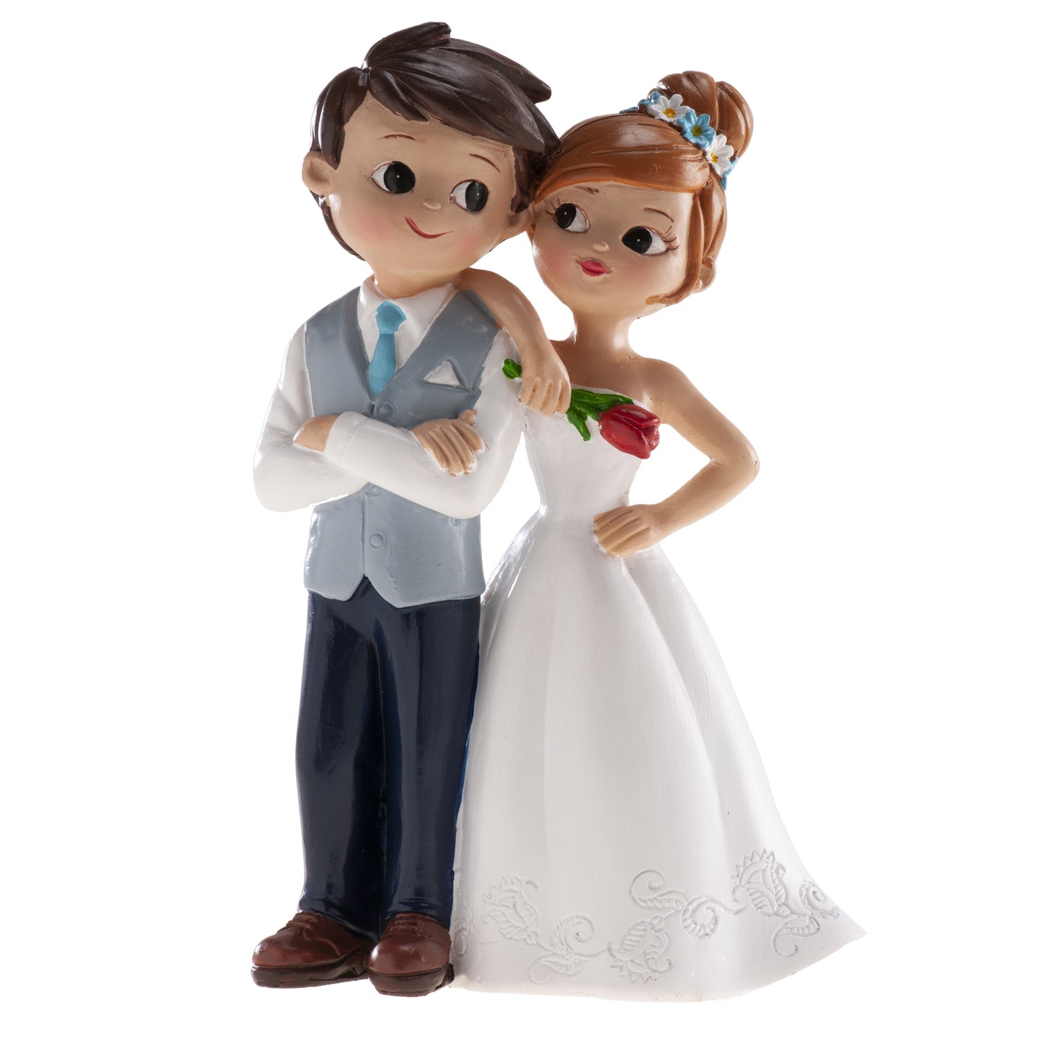 PAREJA BODA CON FLOR 16CM