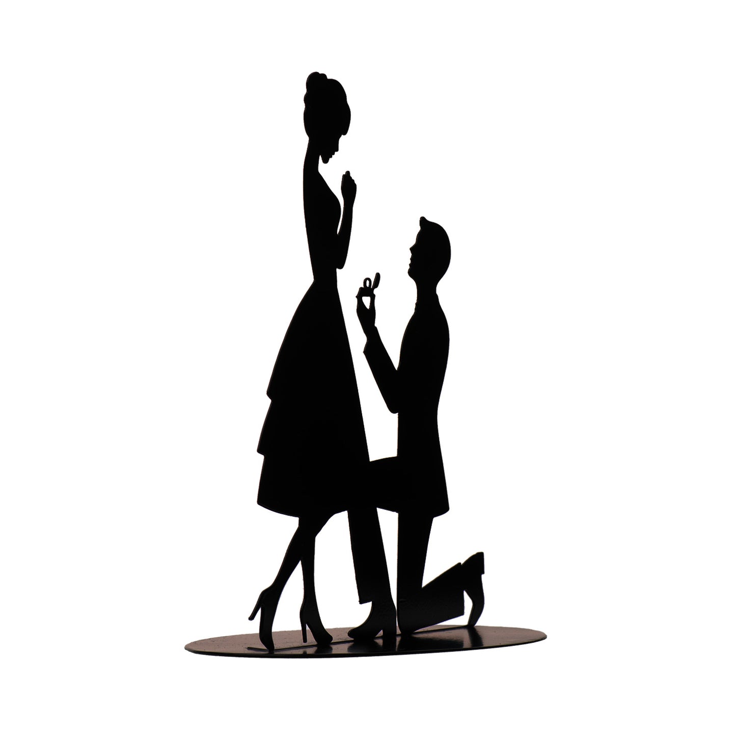 BLACK METAL WEDDING COUPLE PROPOSAL 18CM