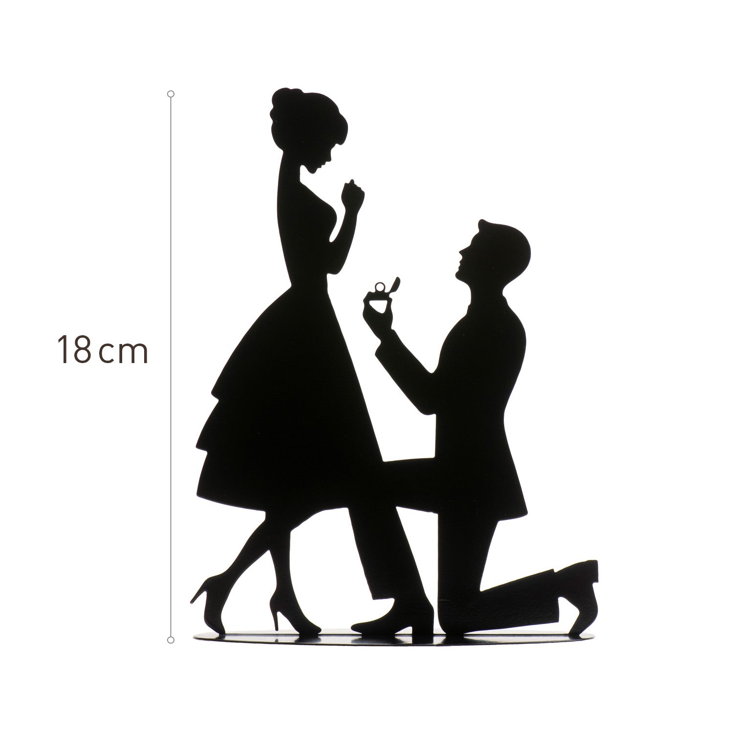 COUPLE DE DEMANDE EN MARIAGE EN MÉTAL NOIR 18CM