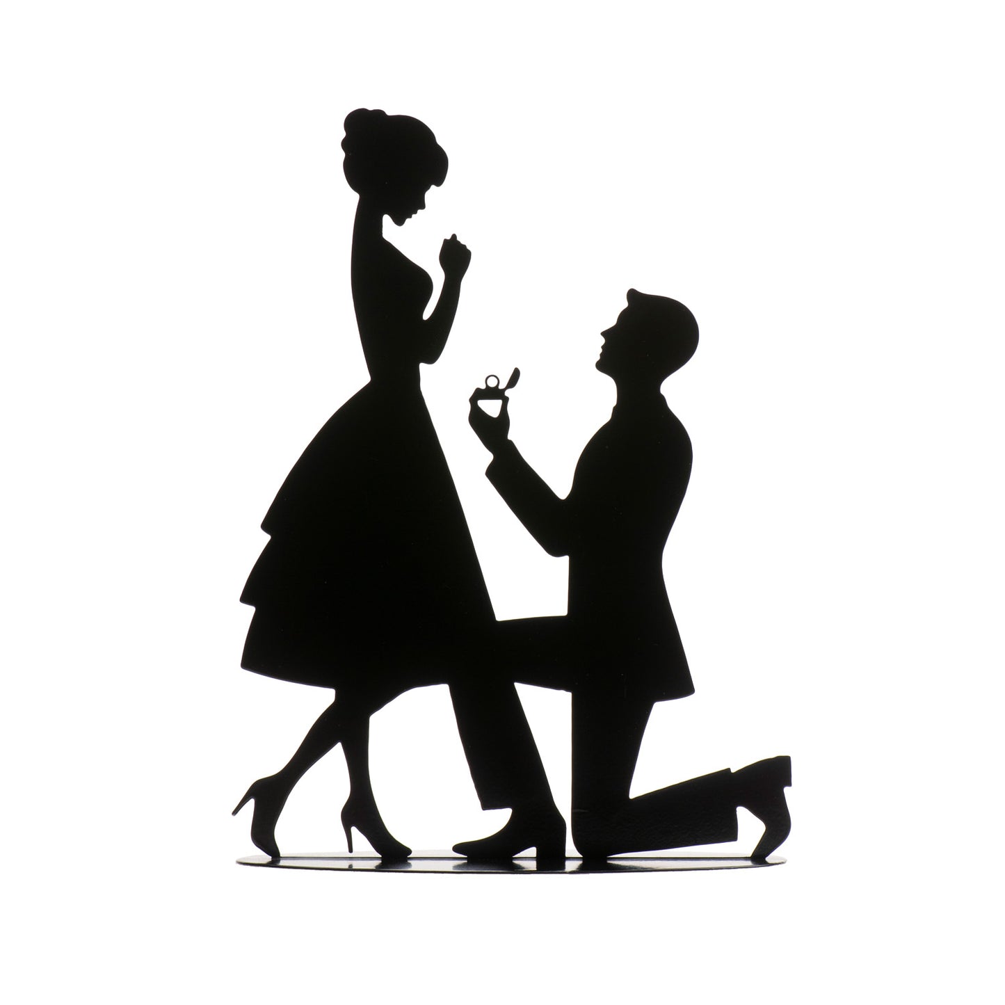 COUPLE DE DEMANDE EN MARIAGE EN MÉTAL NOIR 18CM