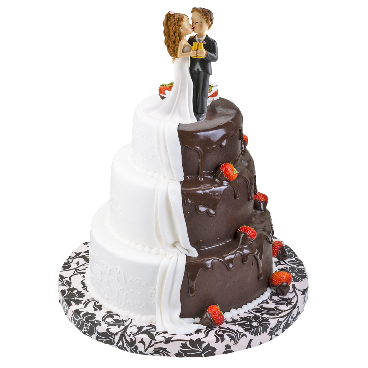 COUPLE DE MARIÉS AVEC VERRE ET BAISER 16CM