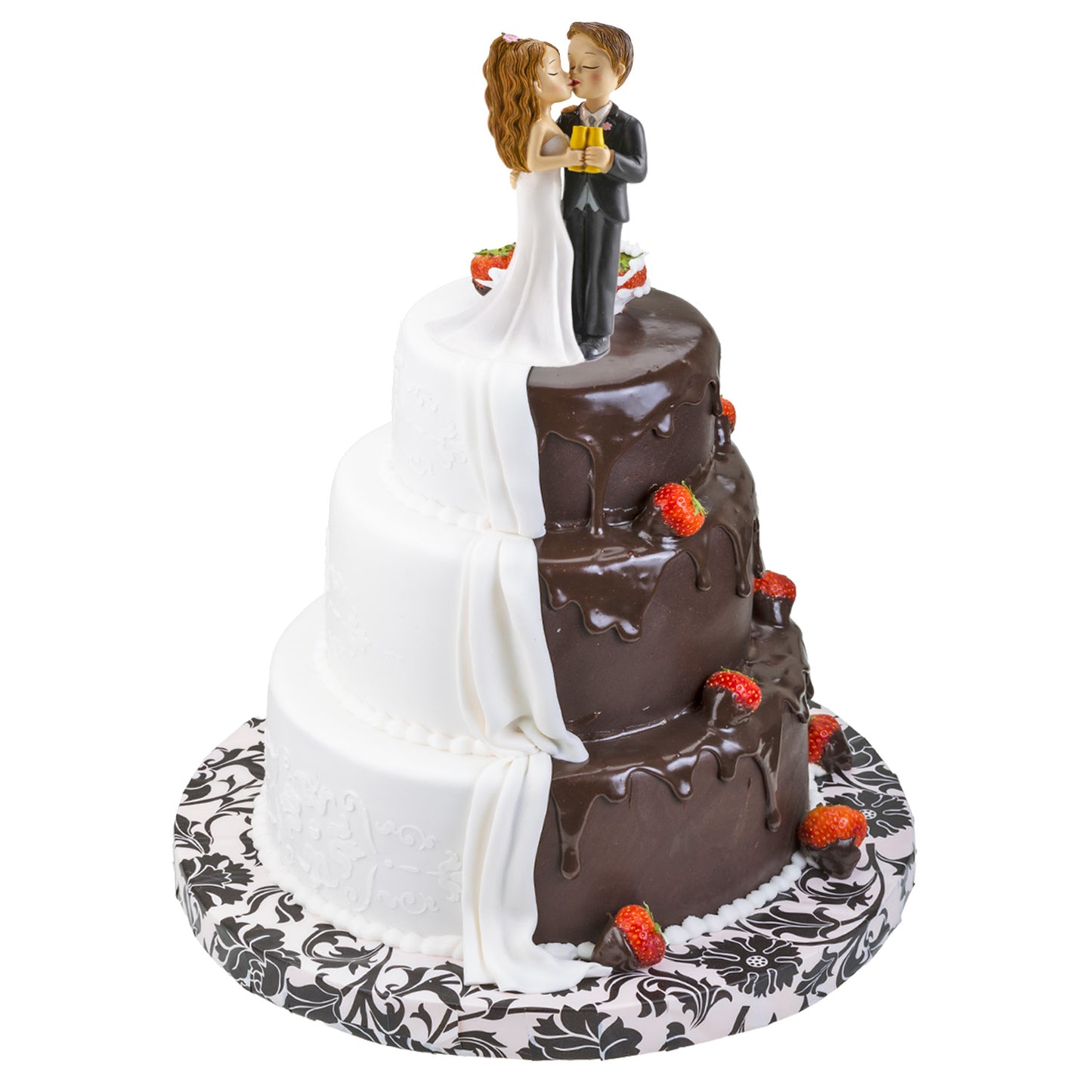 COUPLE DE MARIÉS AVEC VERRE ET BAISER 16CM