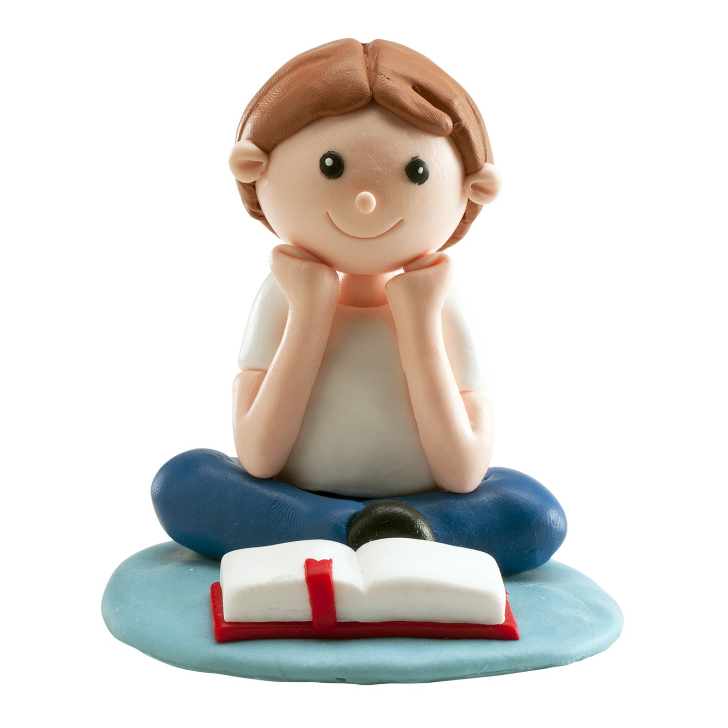 FIGURA DE CLAY TARTA COMUNIÓN NIÑO SENTADO 8 cm