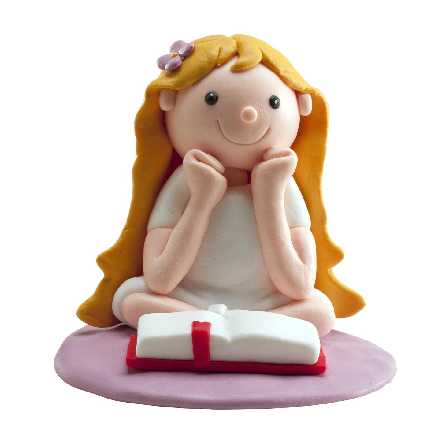 FIGURA CLAY BOLO  COMUNHÃO MENINA SENTADA 8 cm