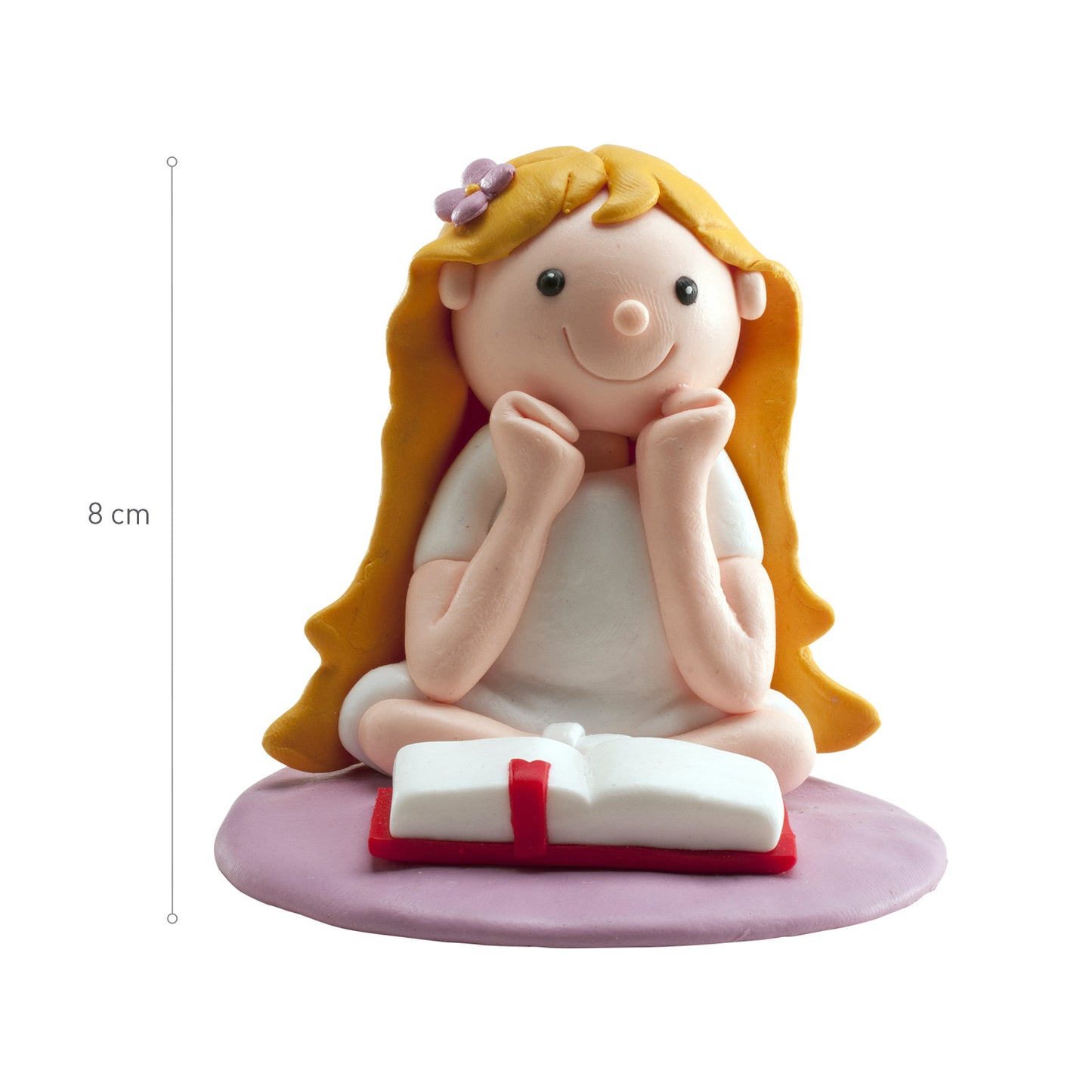 FIGURA CLAY BOLO  COMUNHÃO MENINA SENTADA 8 cm