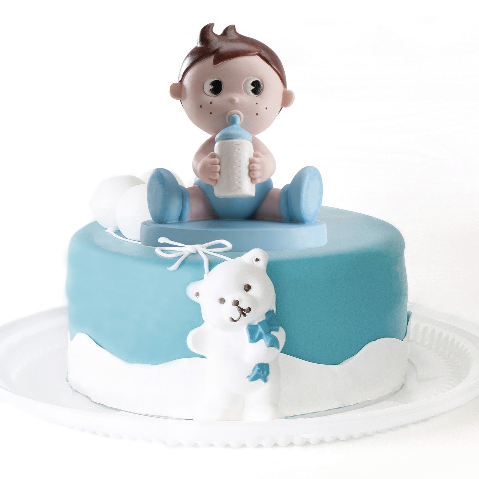 FIGURA TARTA BAUTIZO NIÑO CON BIBERÓN 10-11CM