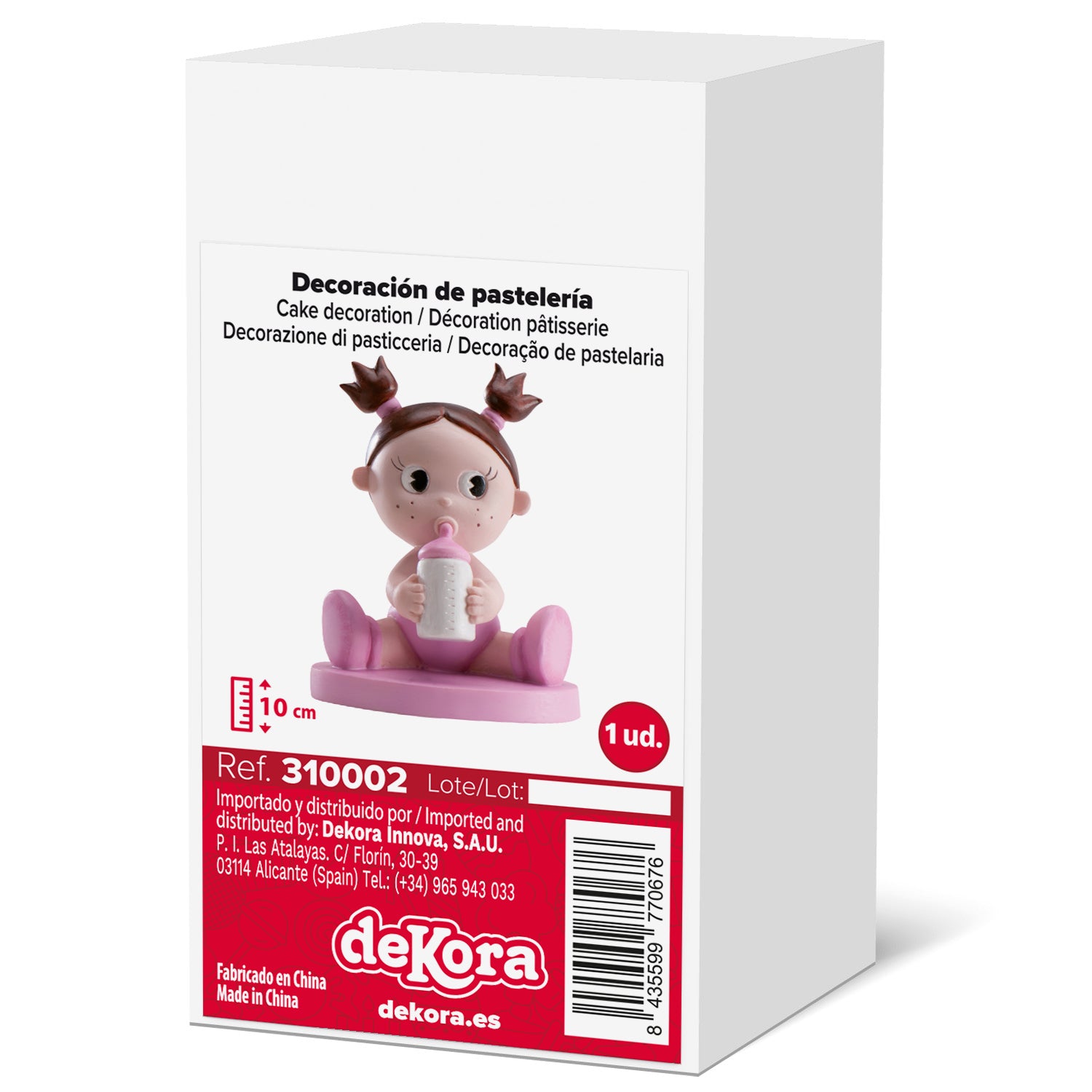 TORTA BATTESIMO FIGURA BAMBINA CON BIBERON 10CM