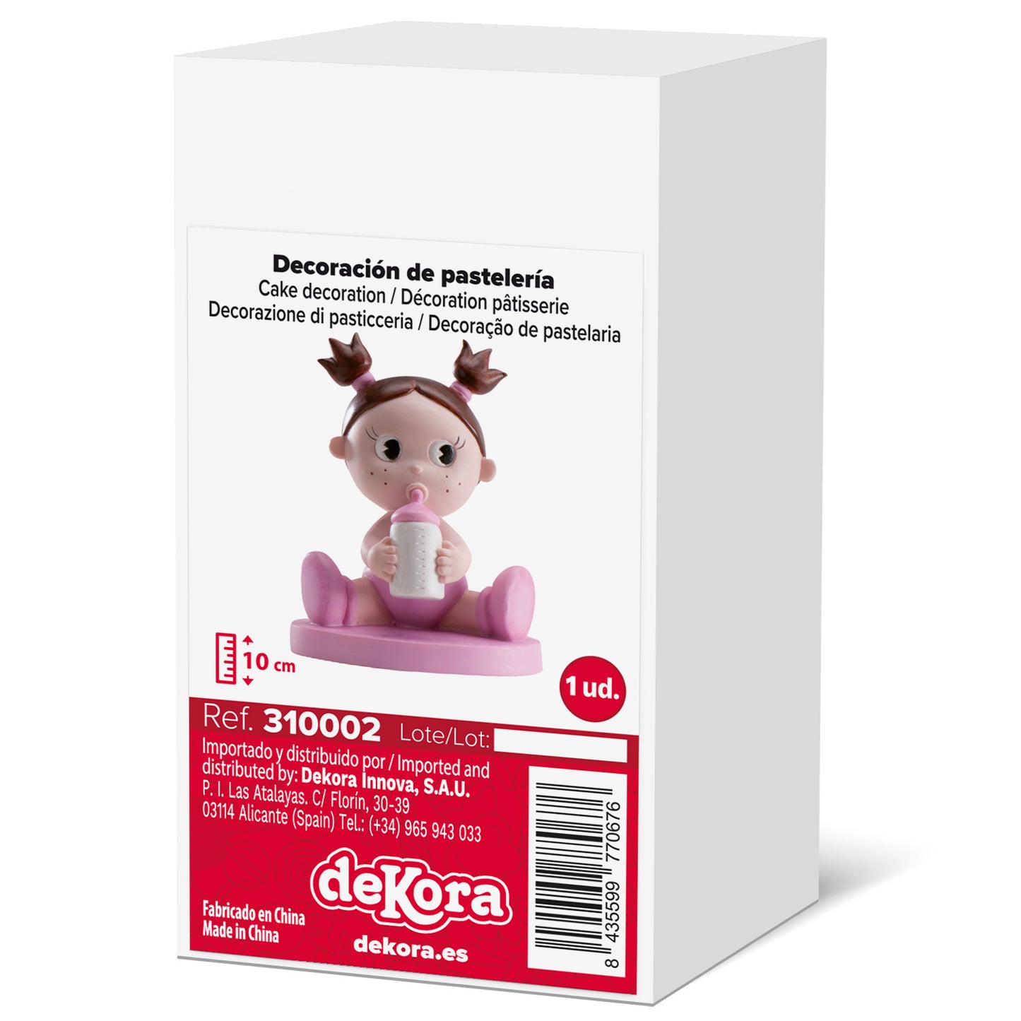 TORTA BATTESIMO FIGURA BAMBINA CON BIBERON 10CM