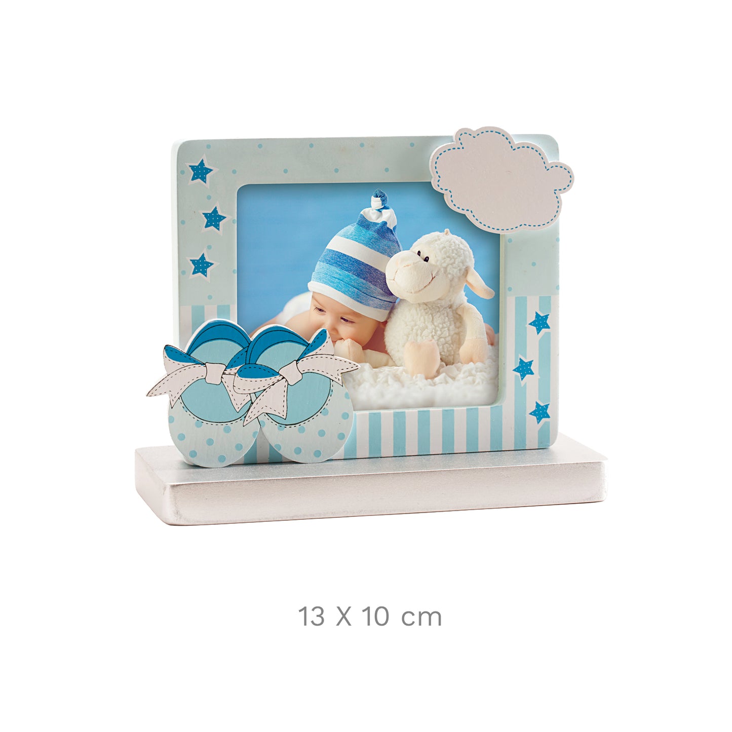 QUADRO FOTOS BATISMO BLU BABY BOOTS 13X10CM