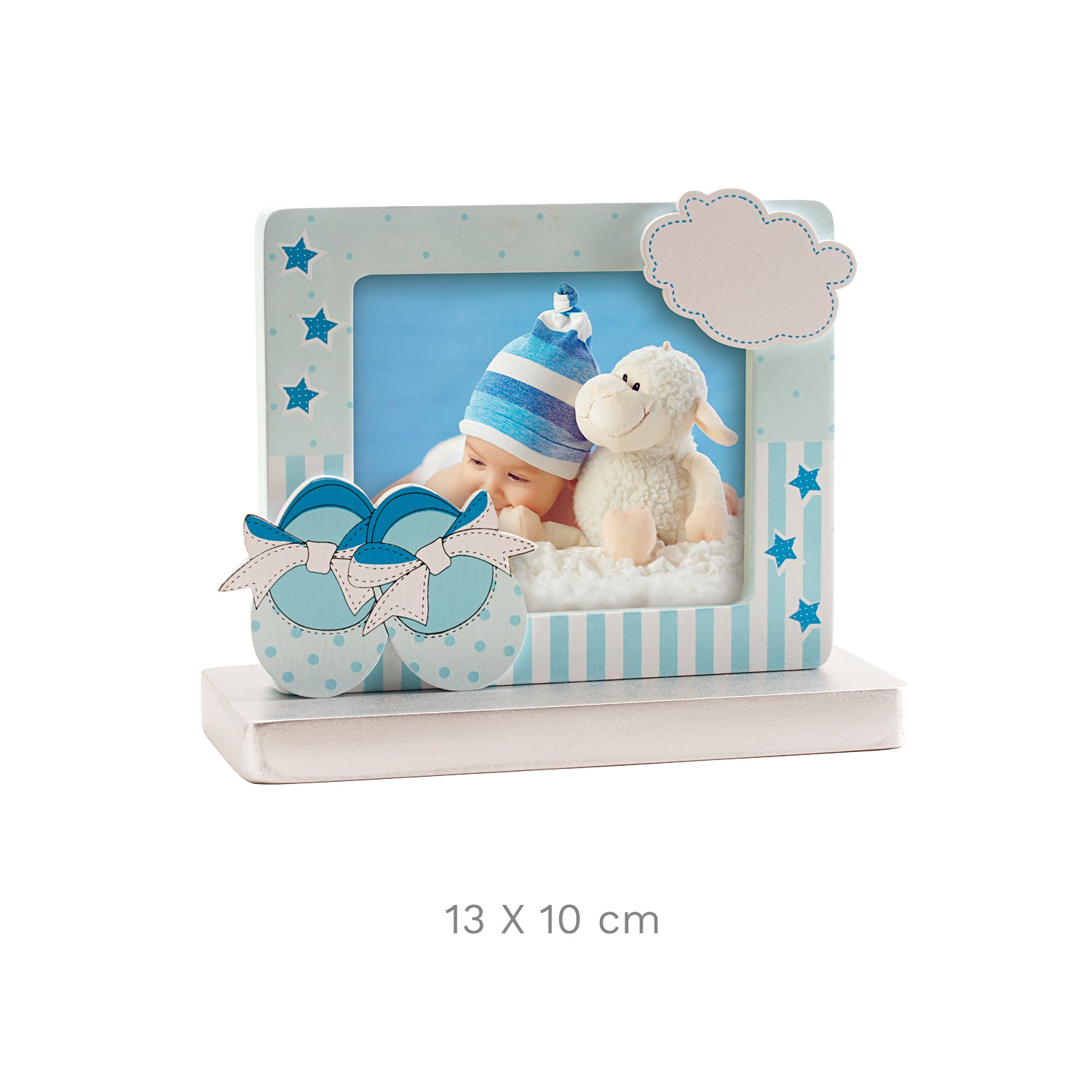QUADRO FOTOS BATISMO BLU BABY BOOTS 13X10CM