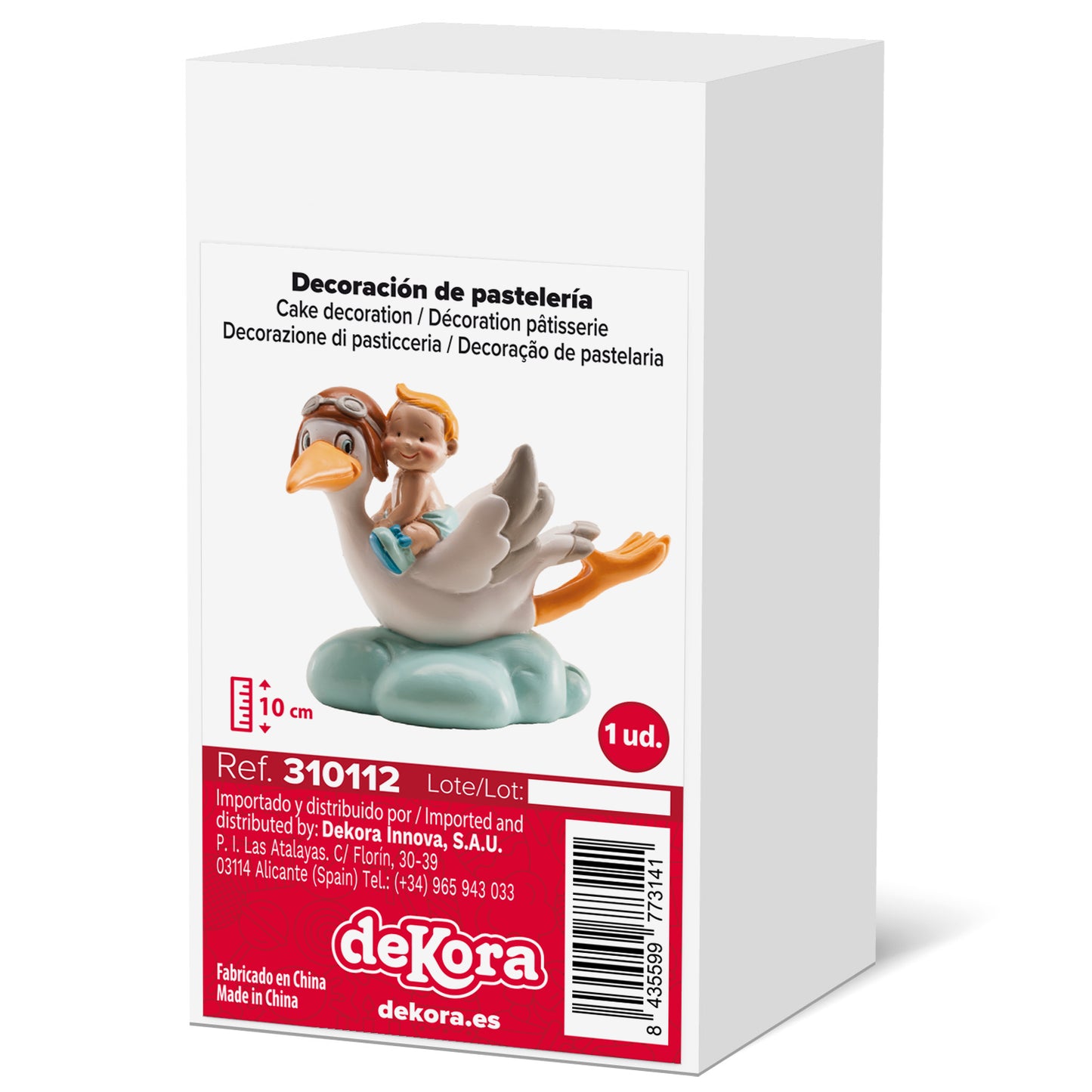 BLUE FLYING STORK BAPTISM CAKE TOPPER 10CM