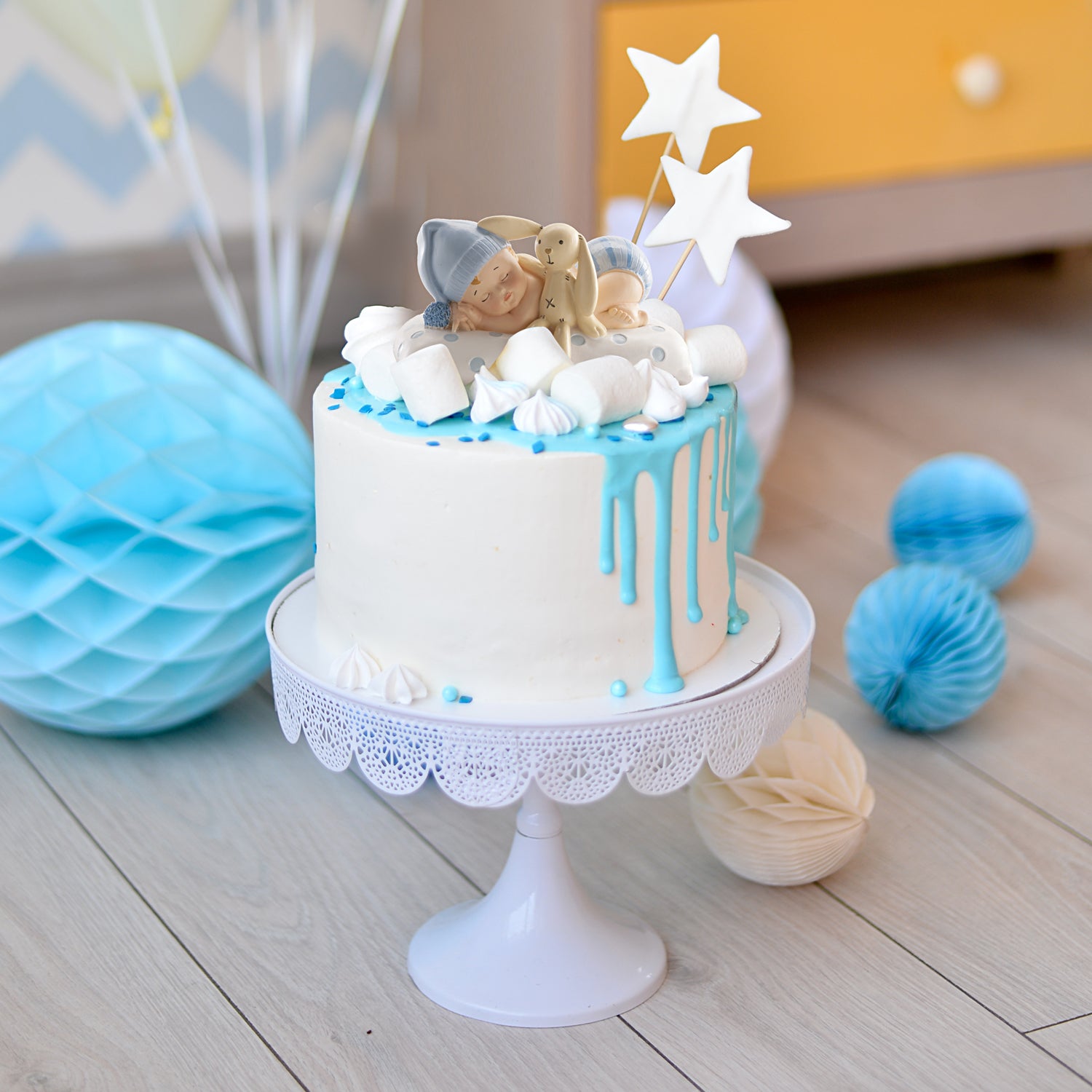 BAUTIZO BEBÉ CON PELUCHE AZUL