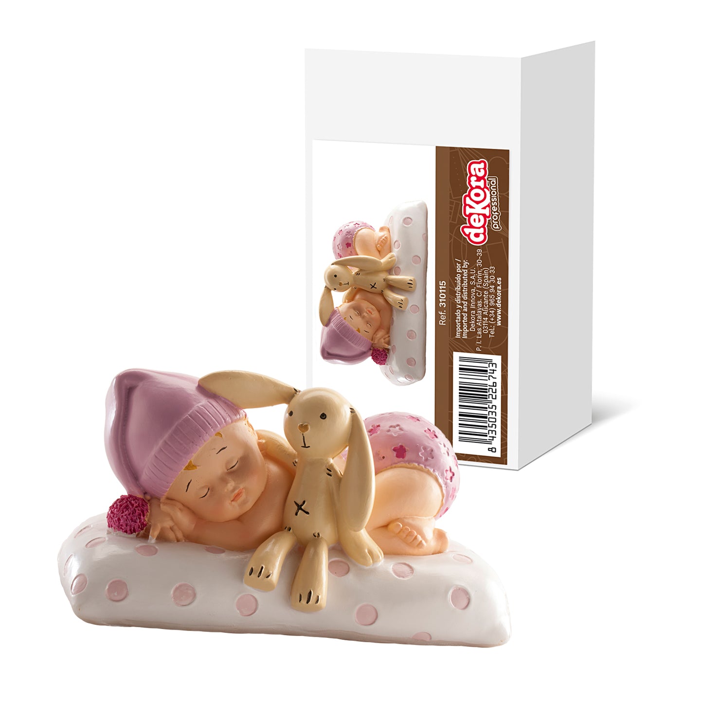 BAUTIZO BEBÉ CON PELUCHE ROSA