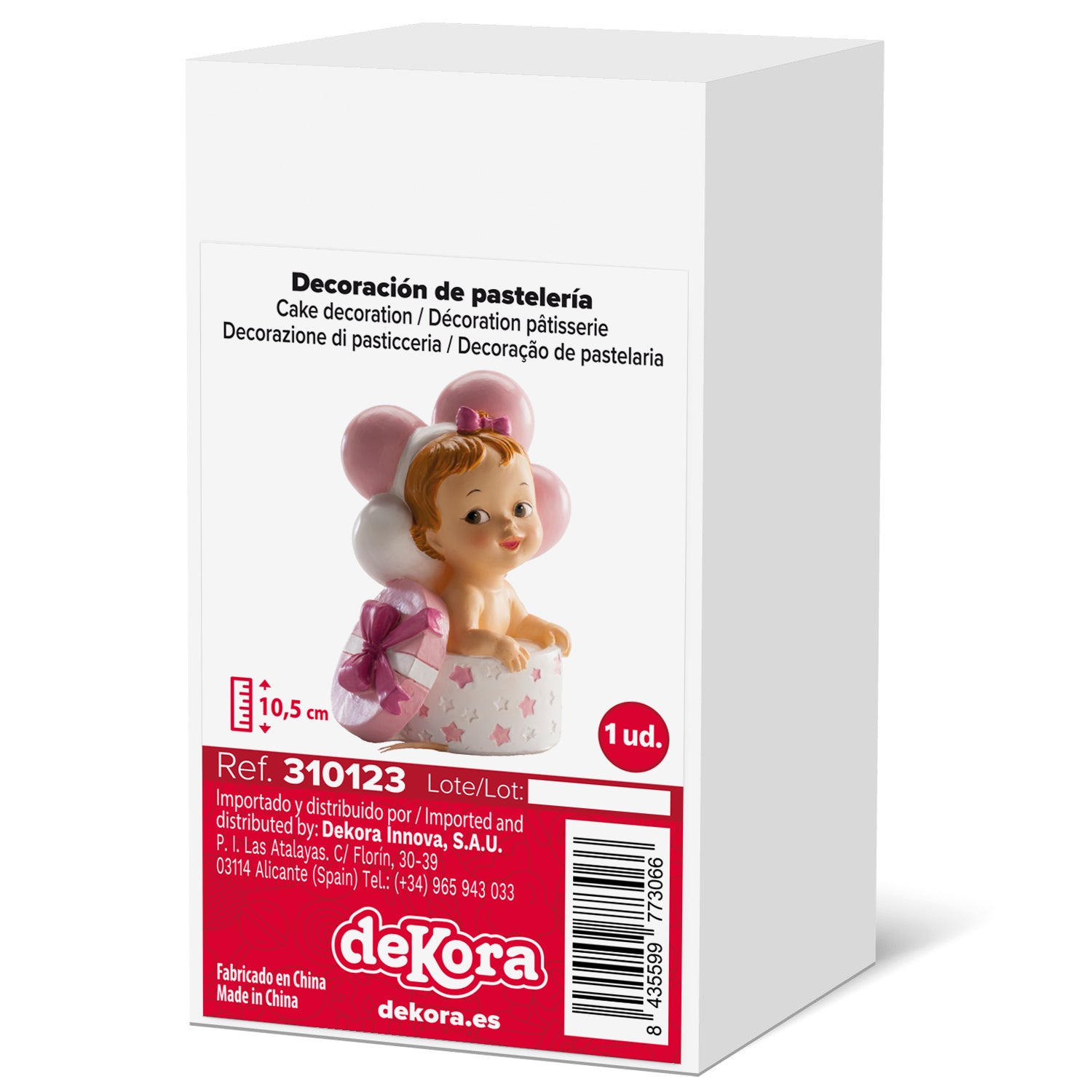 FIGURA BOLO BATIZADO MENINA COM PRESENTE E BALOES 10,5 CM