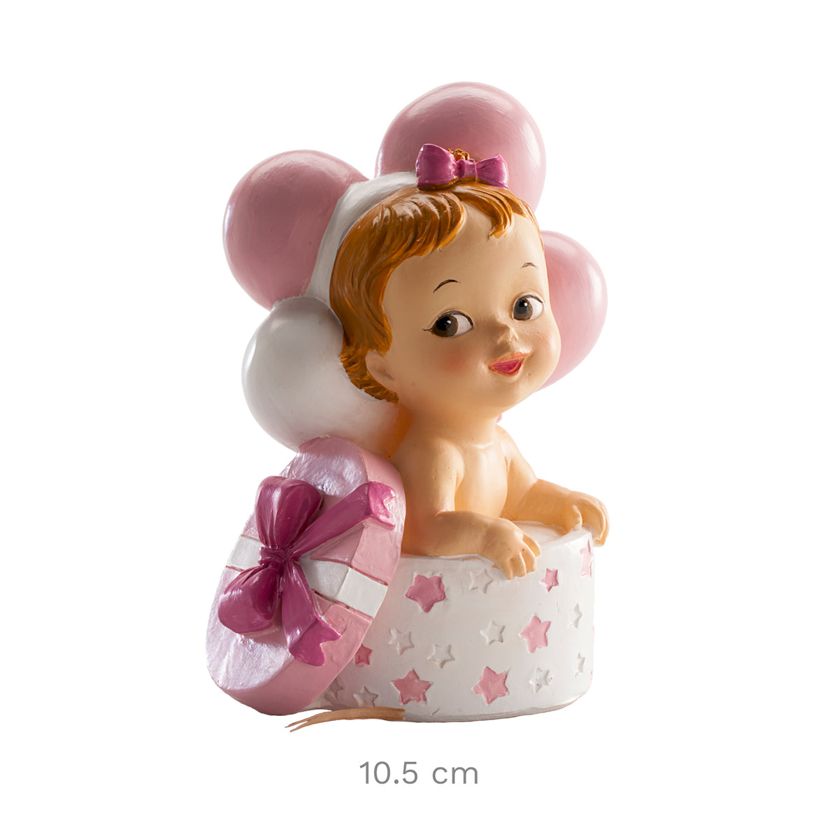 FIGURINE GÂTEAU BÂPTEME FILLE CADEAUX ET BALLONS 10,5 CM