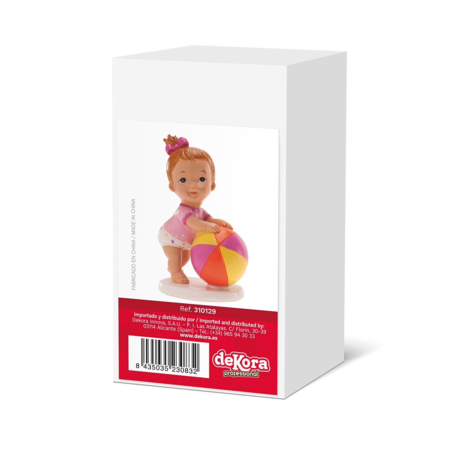 FIGURA BOLO BATIZADO MENINA COM BOLA 11 x 7 CM