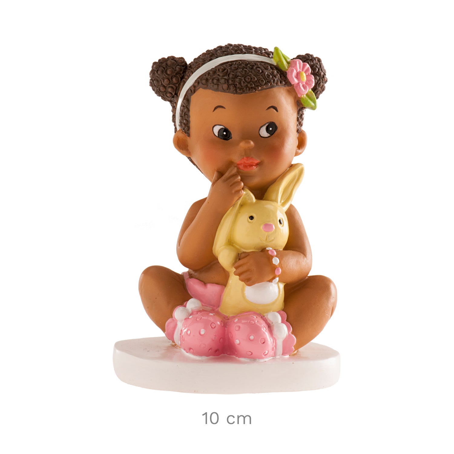 BATTESIMO BAMBINA SEDUTA CON CONIGLIO 10 CM