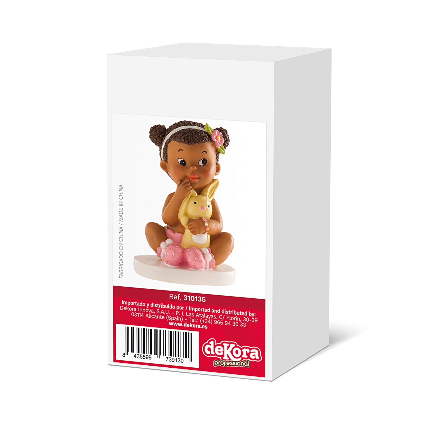 FIGURA TARTA BAUTIZO NIÑA SENTADA CON CONEJITO 10CM