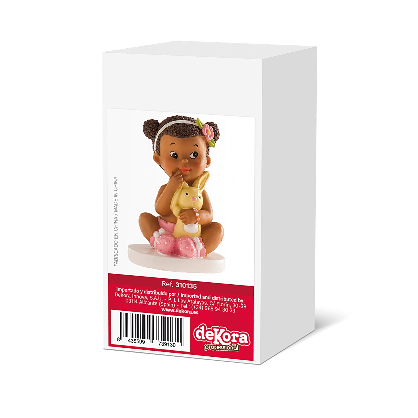 FIGURA TARTA BAUTIZO NIÑA SENTADA CON CONEJITO 10CM