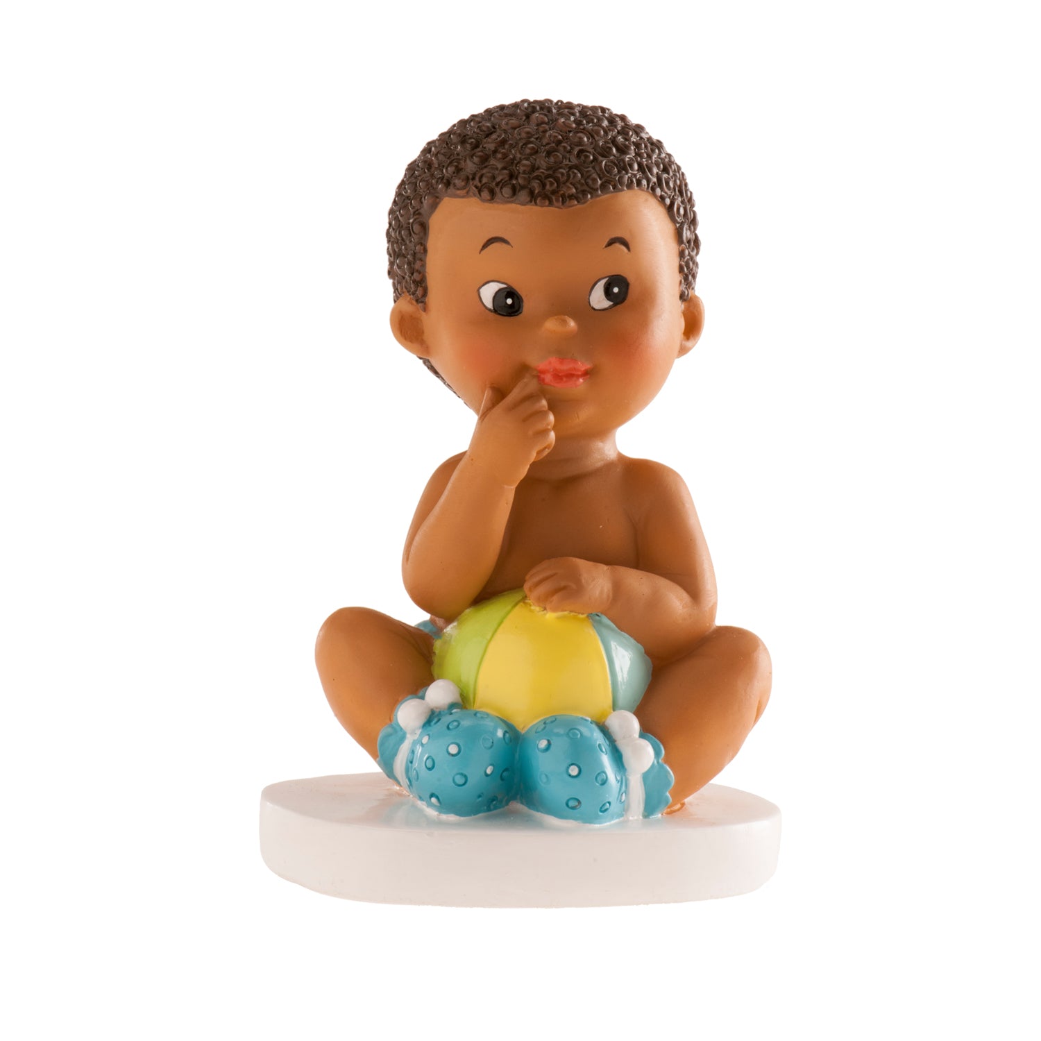 FIGURINE GÂTEAU BÂPT-BREME GARÇON ASSISE AVEC AU BALON 10 CM