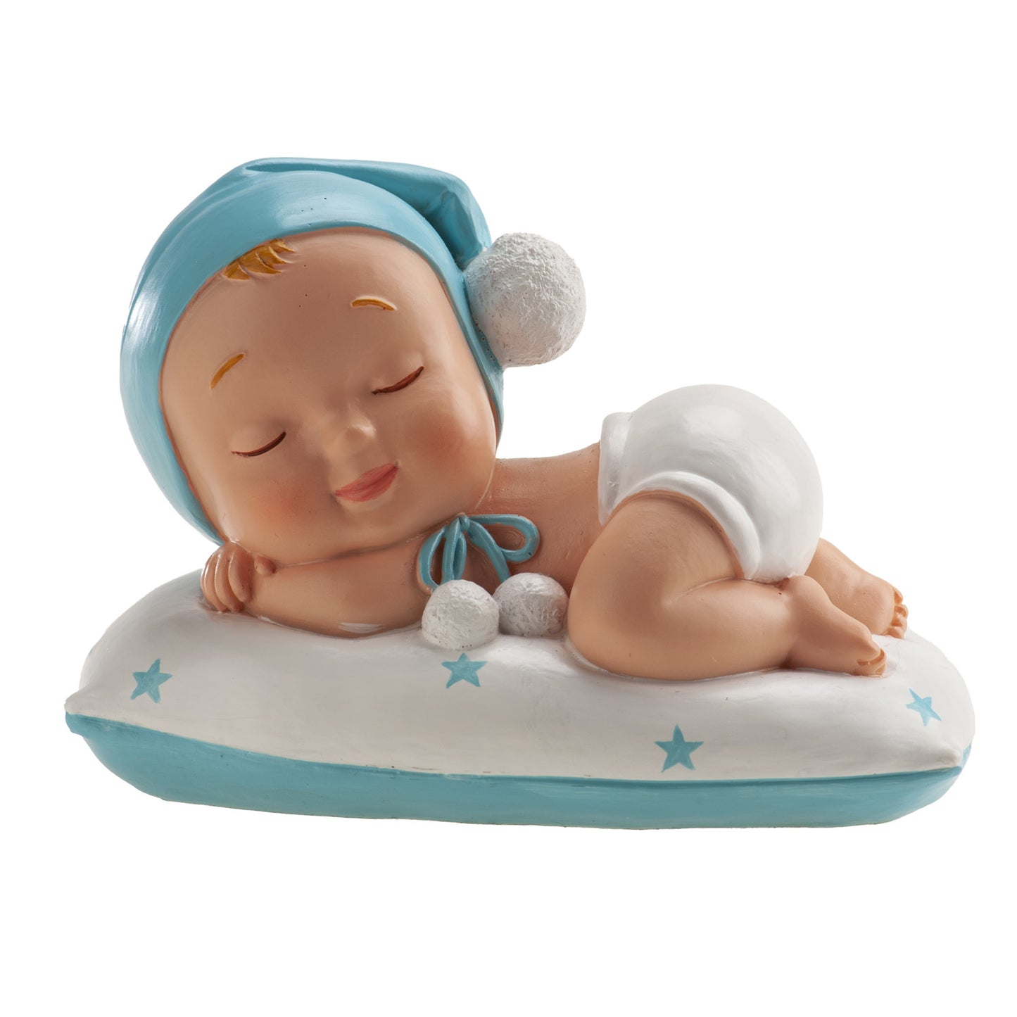 BATTESIMO BAMBINO ADDORMENTATA POMPON 10 X 6 X 7 CM