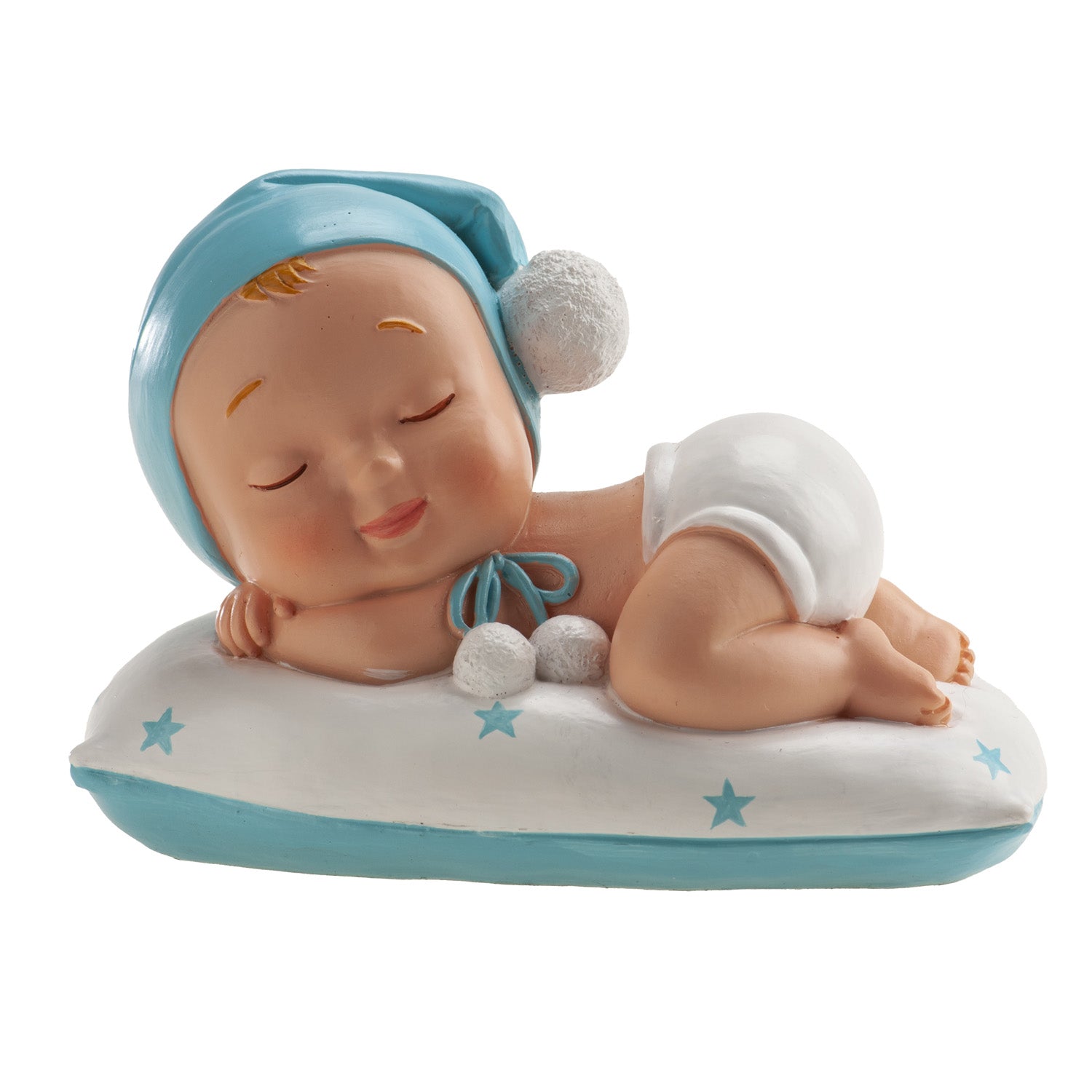 BATTESIMO BAMBINO ADDORMENTATA POMPON 10 X 6 X 7 CM