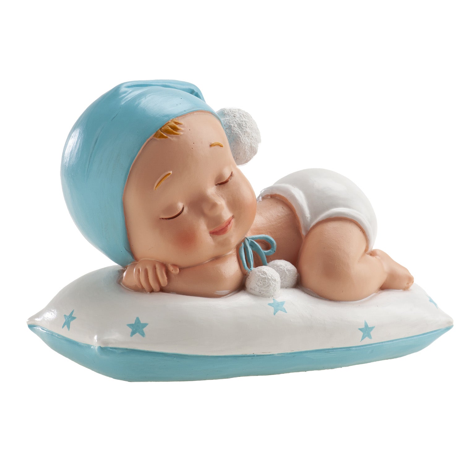 BAUTIZO NIÑO DORMIDO POMPON 10 X 6 X 7 CM