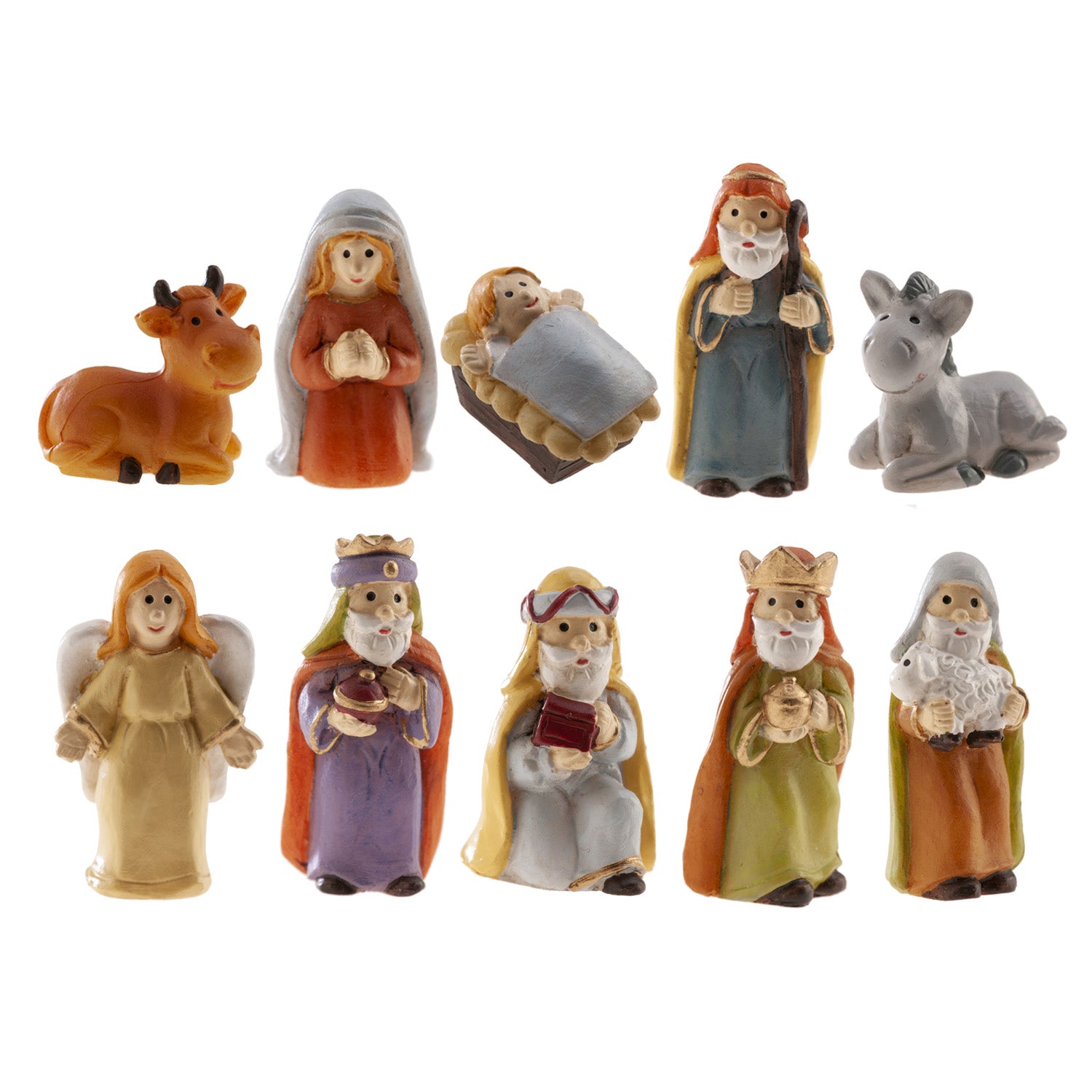 ASSORTMENT OF 10 RESIN NATIVITY FIGURES 3-3.5CM