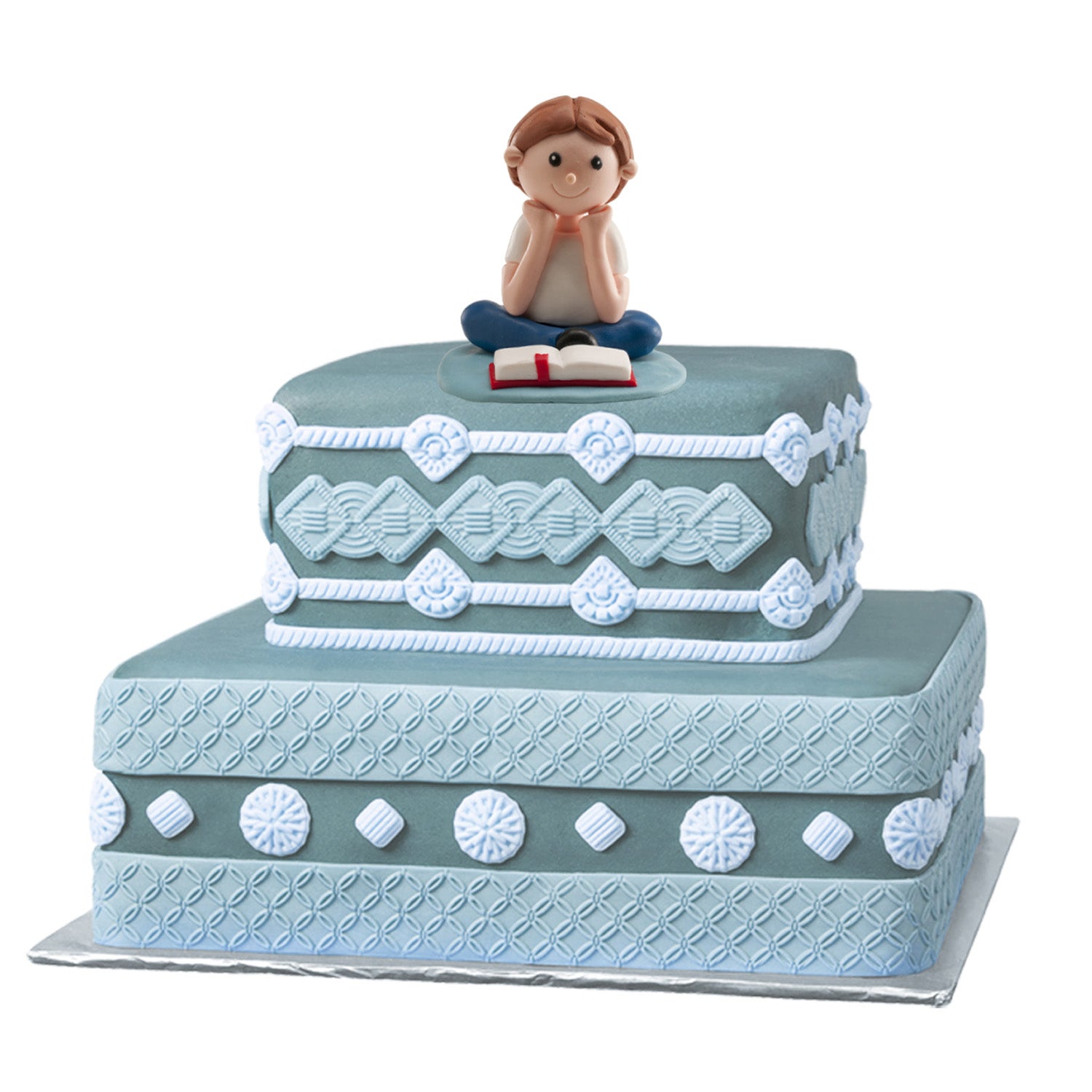 FIGURINE GARÇON BAPTEME LIRE BIBLE CLAY 8CM