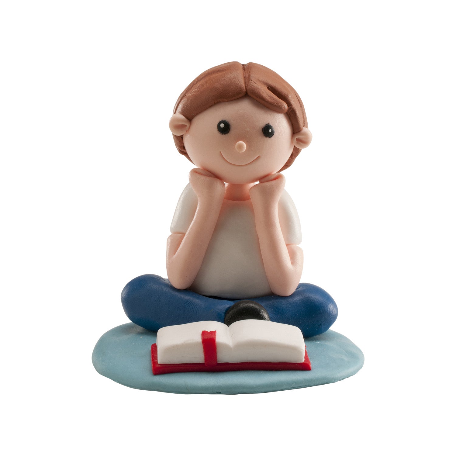 FIGURINE GARÇON BAPTEME LIRE BIBLE CLAY 8CM