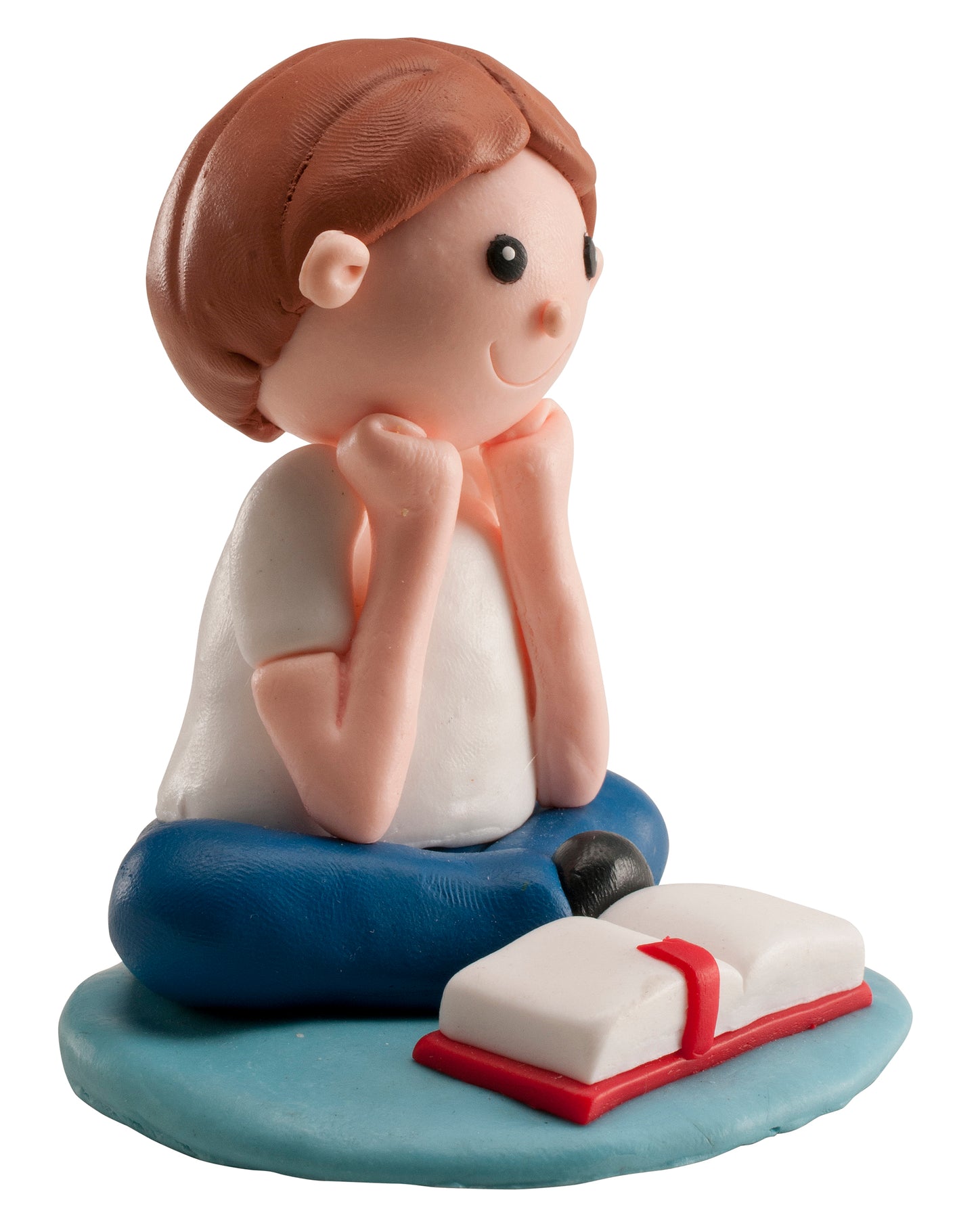 FIGURINE GARÇON BAPTEME LIRE BIBLE CLAY 8CM