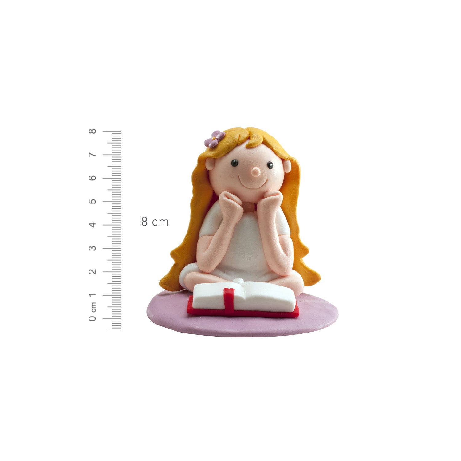 FIGURINE FILLE COMMUNION LIRE BIBLE CLAY 8CM