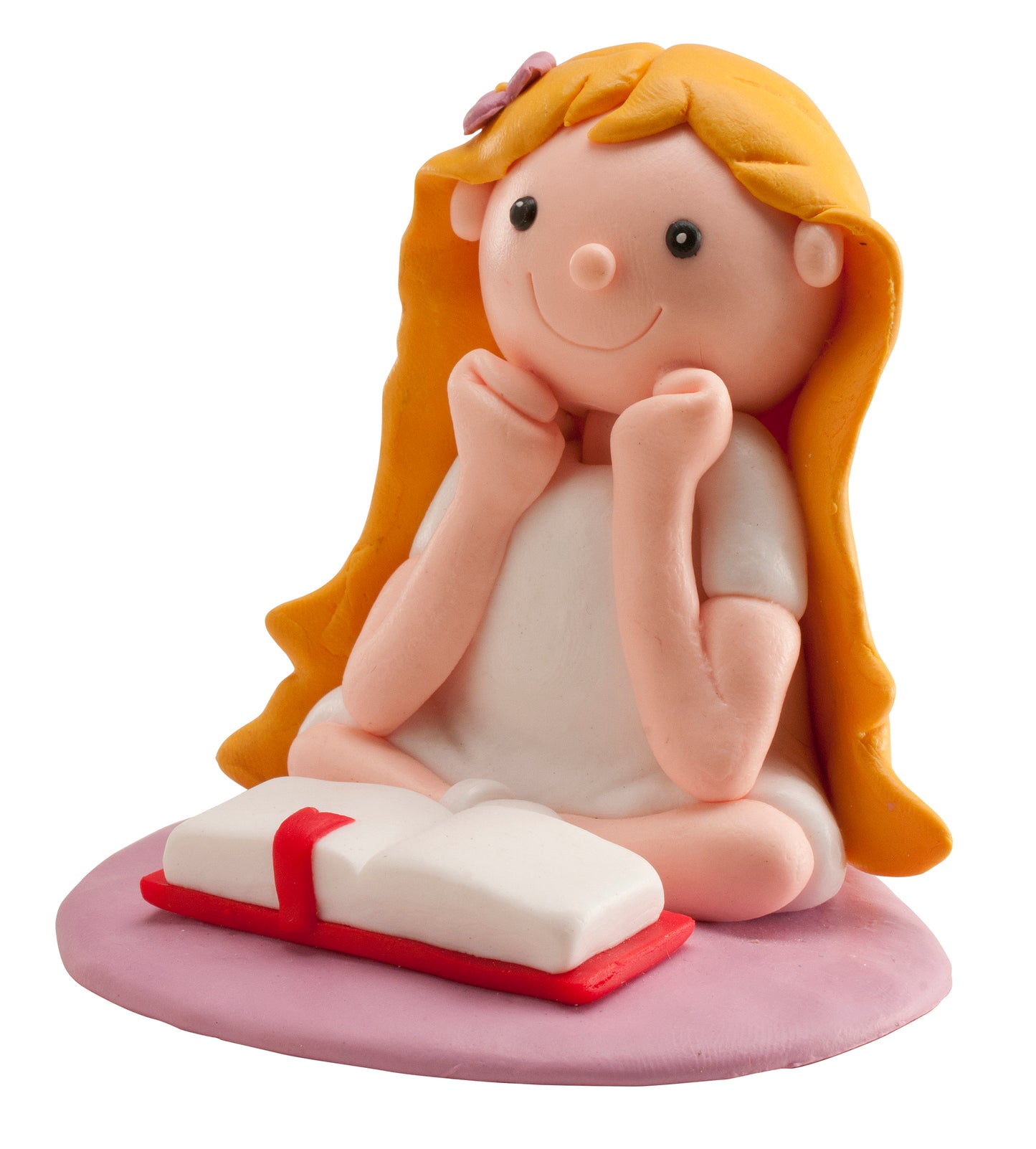 FIGURINE FILLE COMMUNION LIRE BIBLE CLAY 8CM