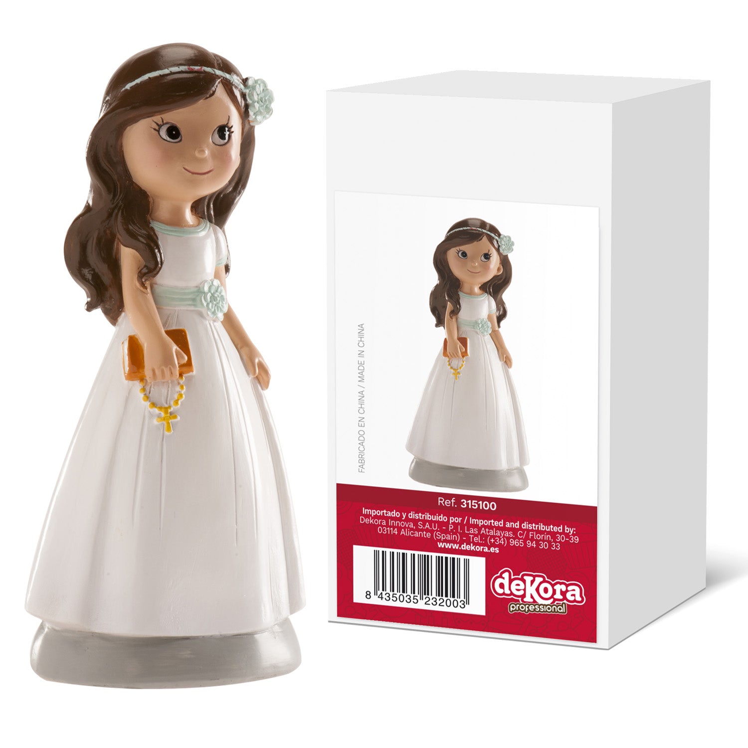 MENINA BOLO COMUNHÃO ACESSÓRIOS AZUIS ELENA 13 CM