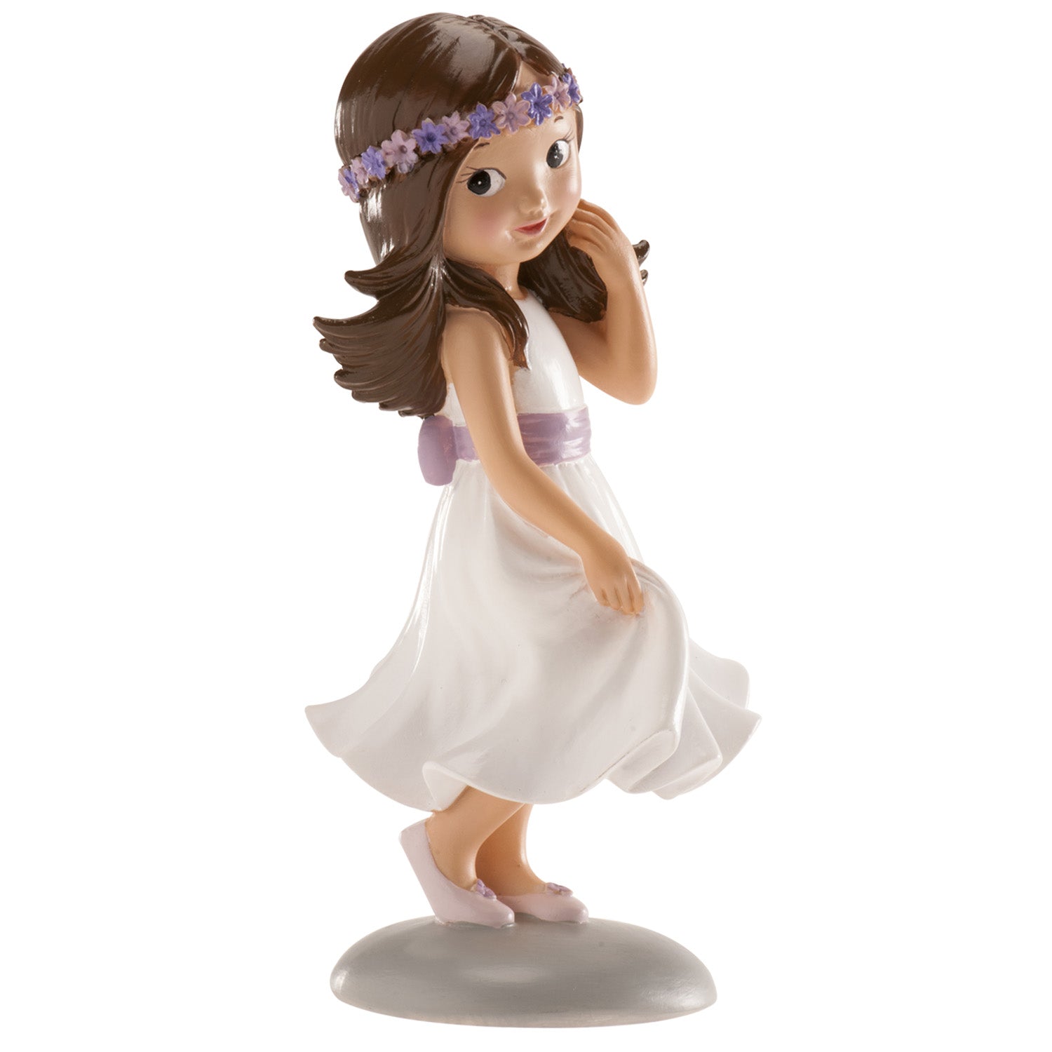 FIGURA TARTA COMUNIÓN NIÑA LAZO VIOLETA IRENE 15 CM