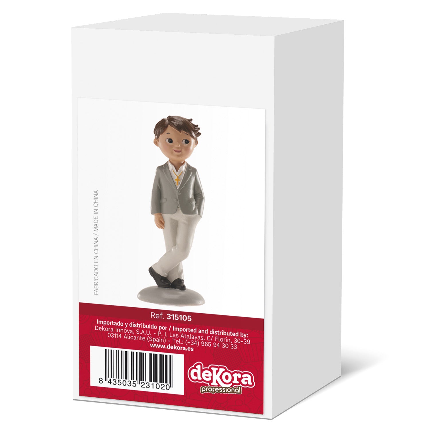 FIGURA TARTA COMUNIÓN NIÑO TRAJE GRIS NICO 15 CM