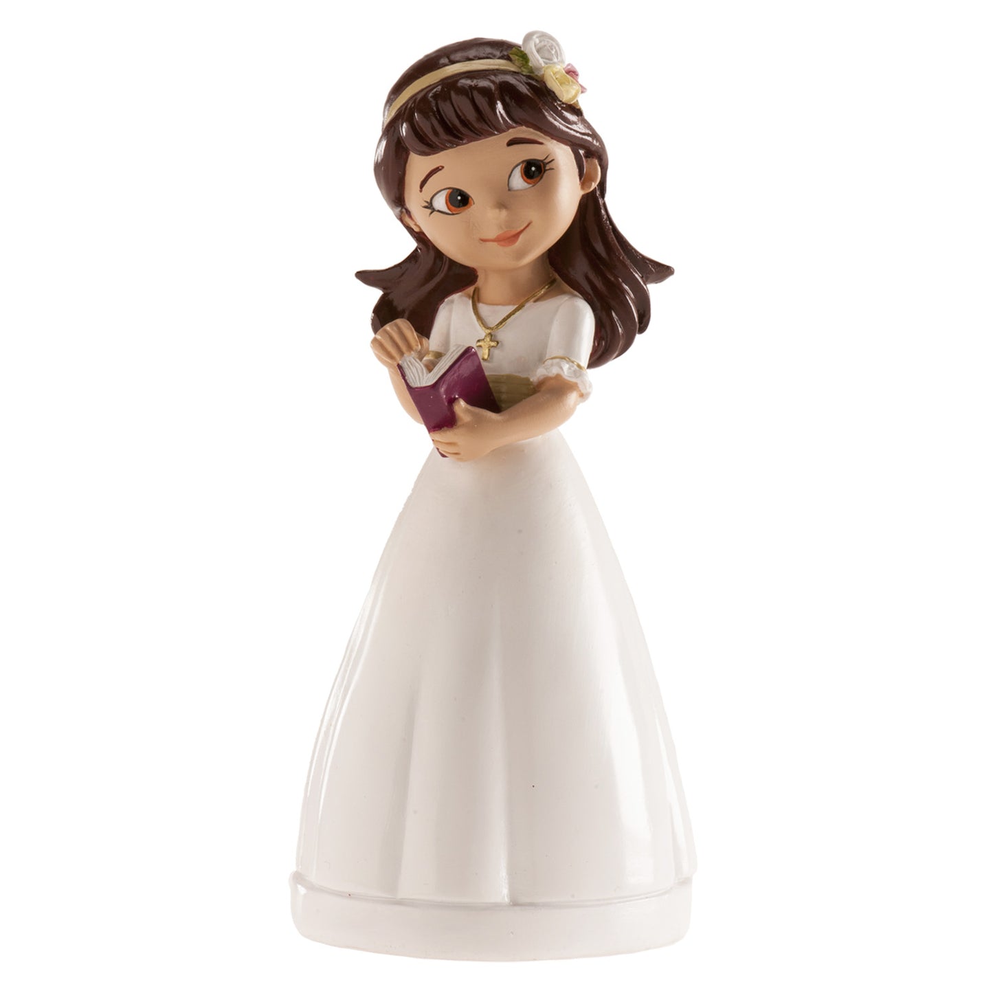 MENINA BOLO COMUNHÃO COM DIADEMA 13CM