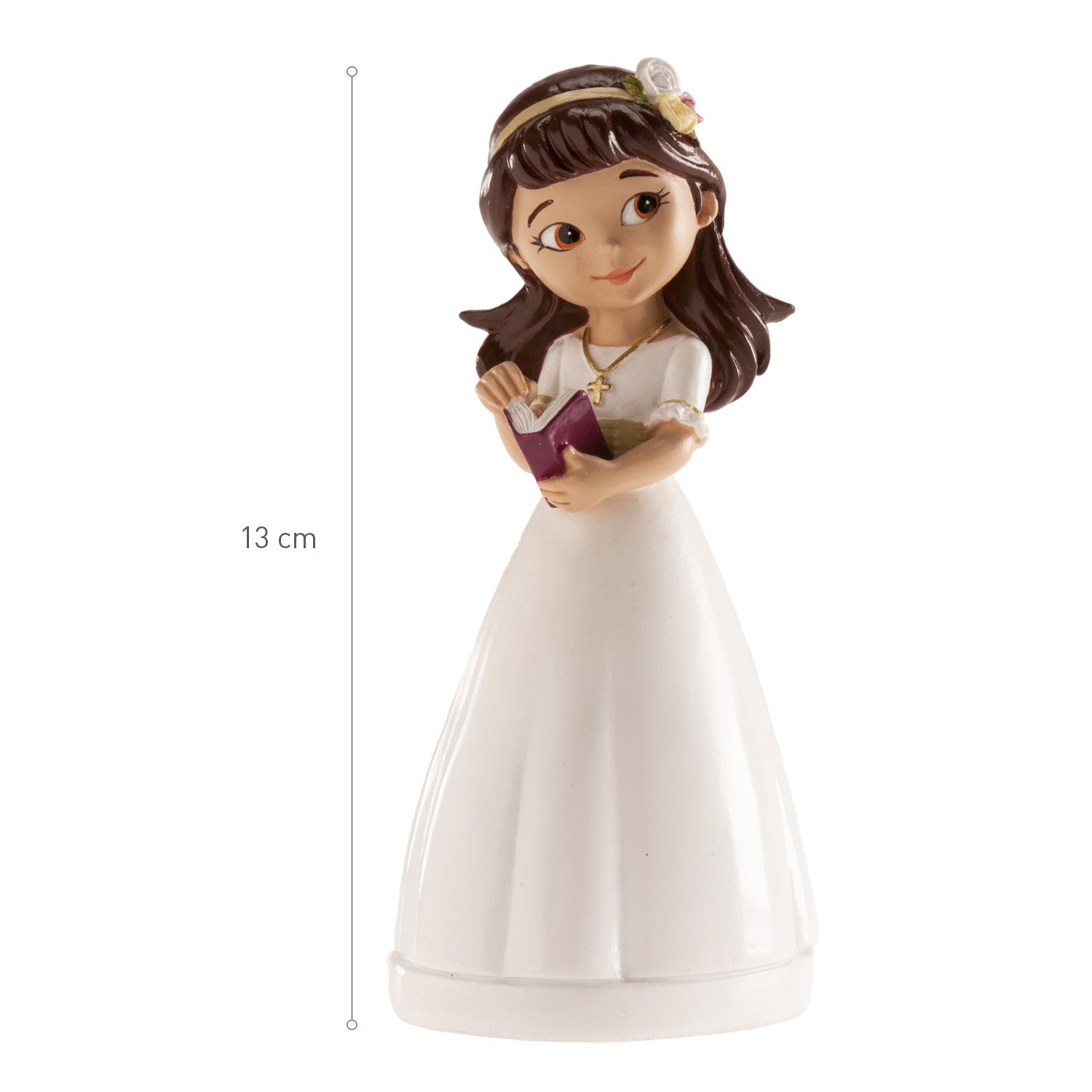 MENINA BOLO COMUNHÃO COM DIADEMA 13CM