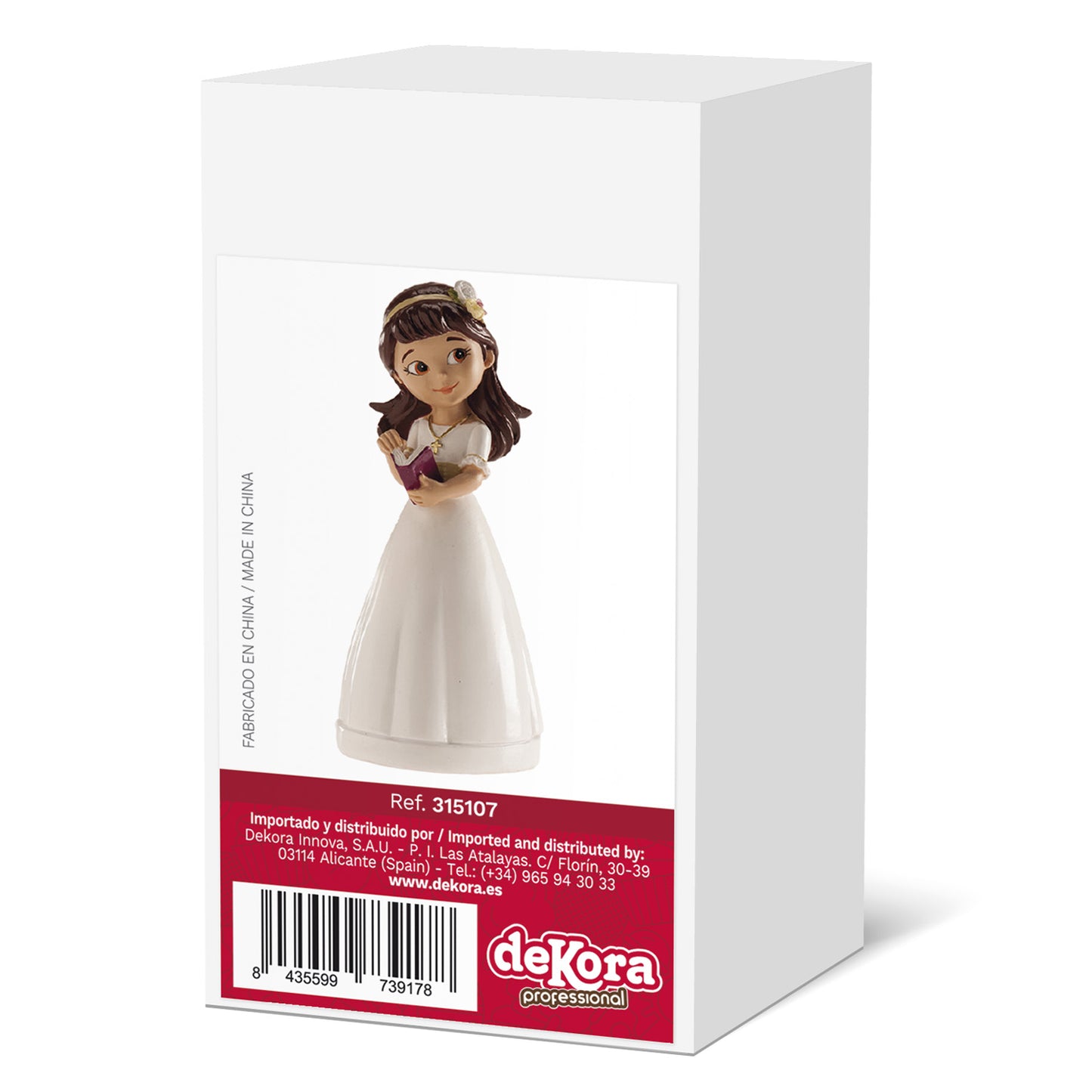 MENINA BOLO COMUNHÃO COM DIADEMA 13CM