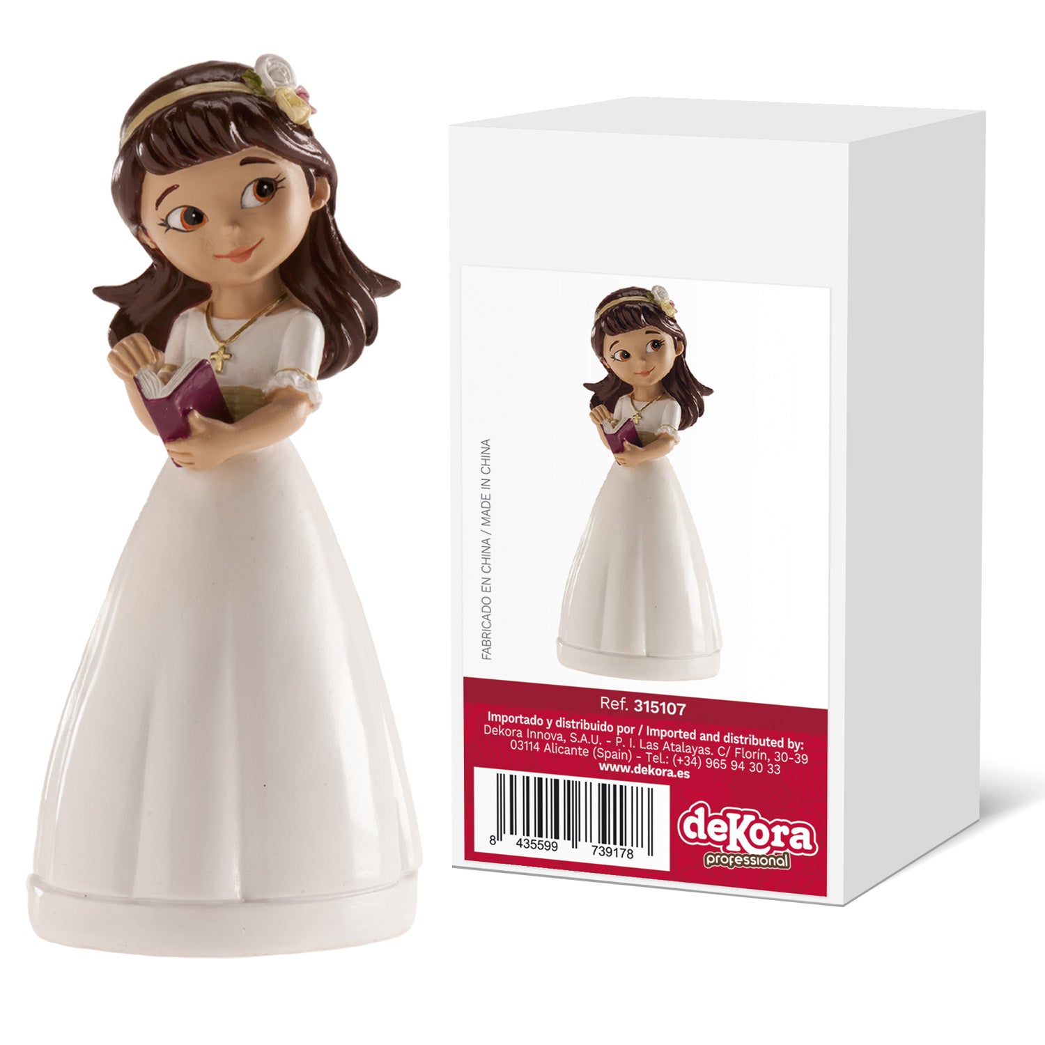 MENINA BOLO COMUNHÃO COM DIADEMA 13CM