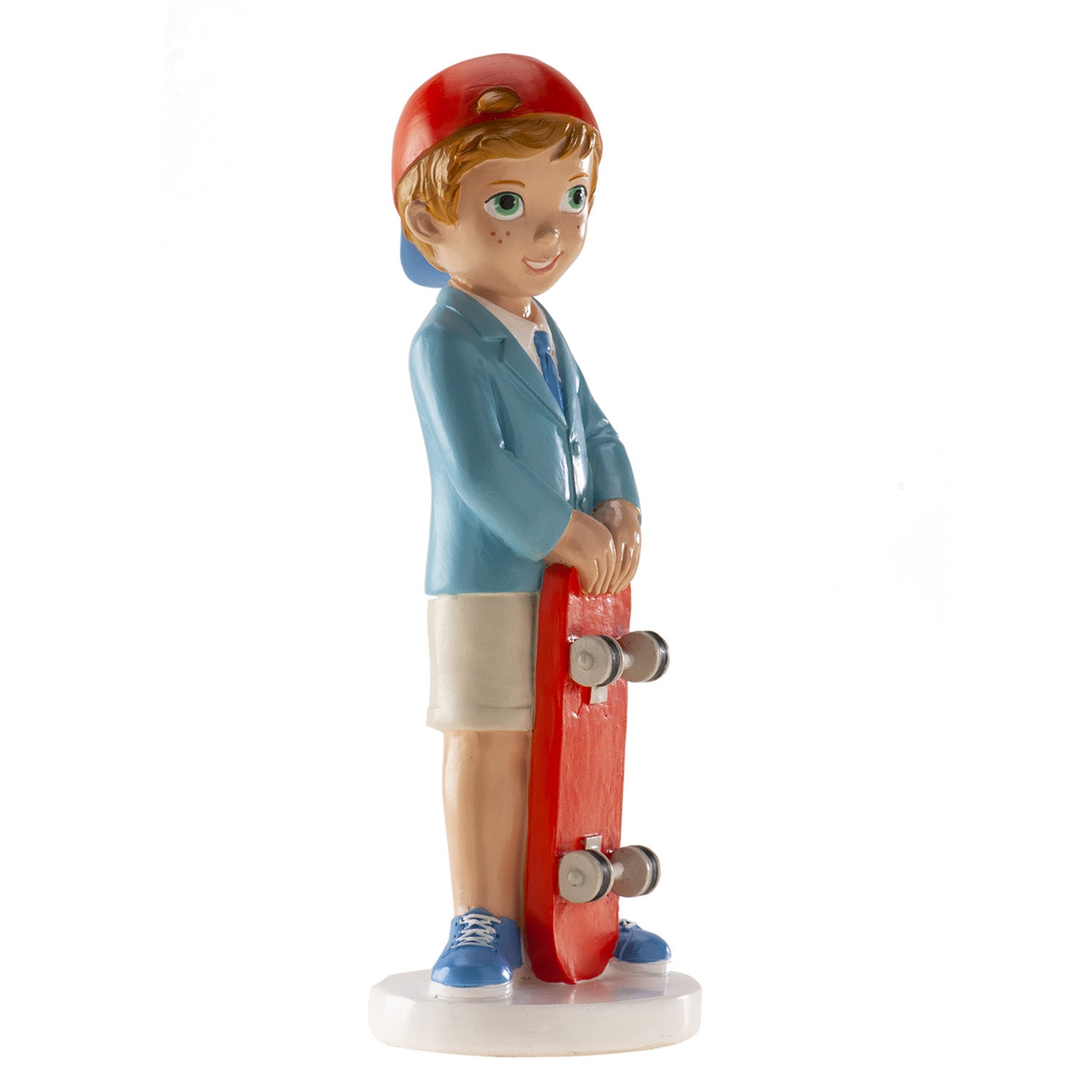 FIGURINE COMMUNION GARÇON PLANCHE À ROULETTE 16,3CM