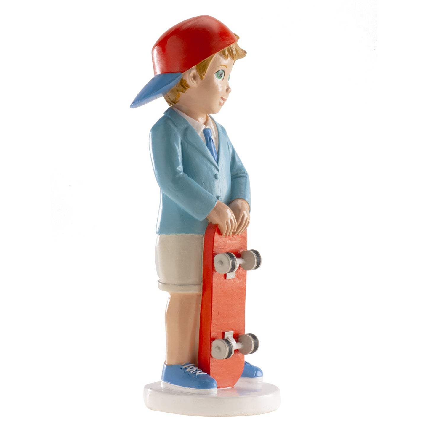 FIGURINE COMMUNION GARÇON PLANCHE À ROULETTE 16,3CM
