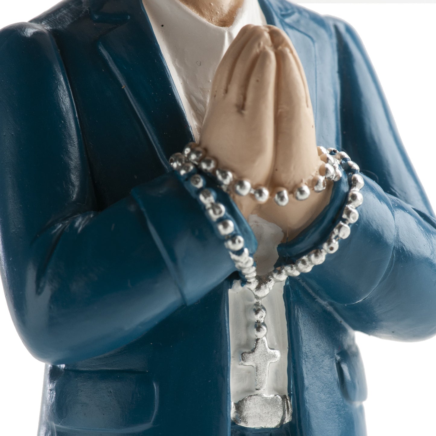 FIGURINE GÂTEAU COMMUNION CHAPELET BLEU MARINE 16CM