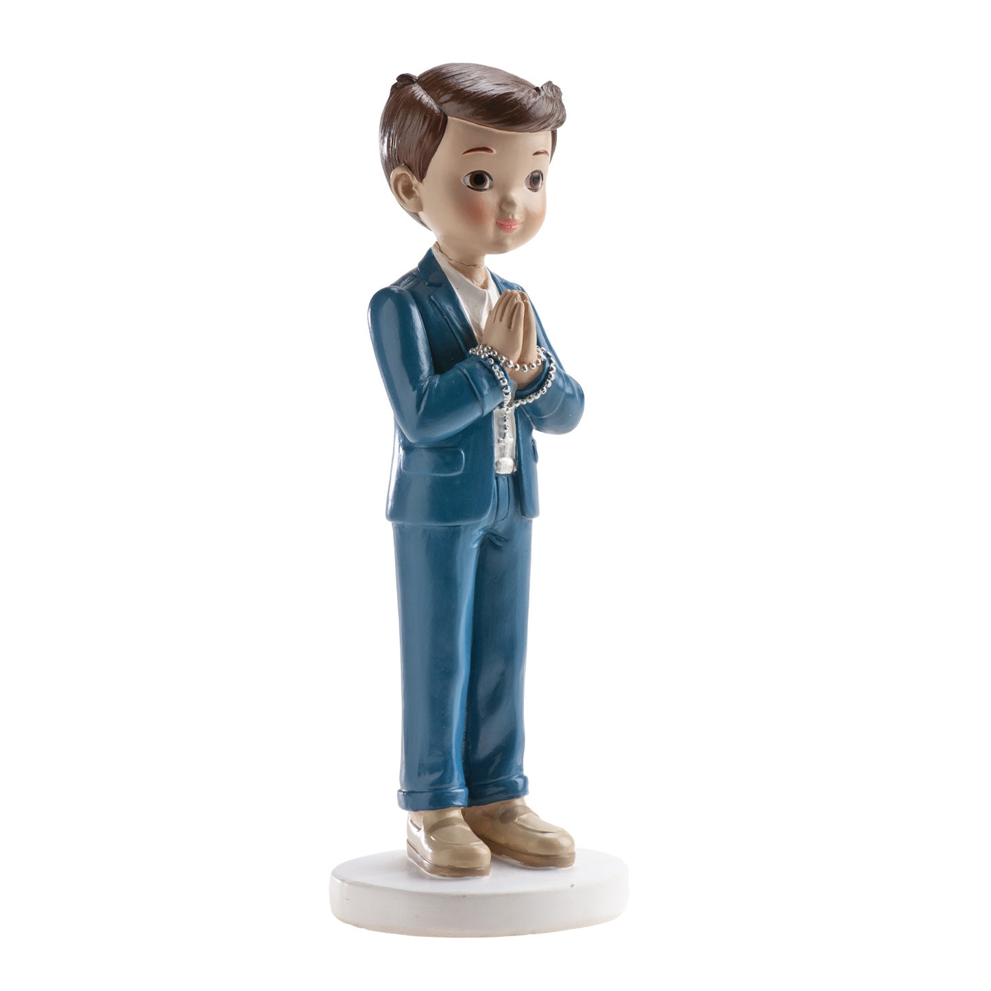 FIGURINE GÂTEAU COMMUNION CHAPELET BLEU MARINE 16CM