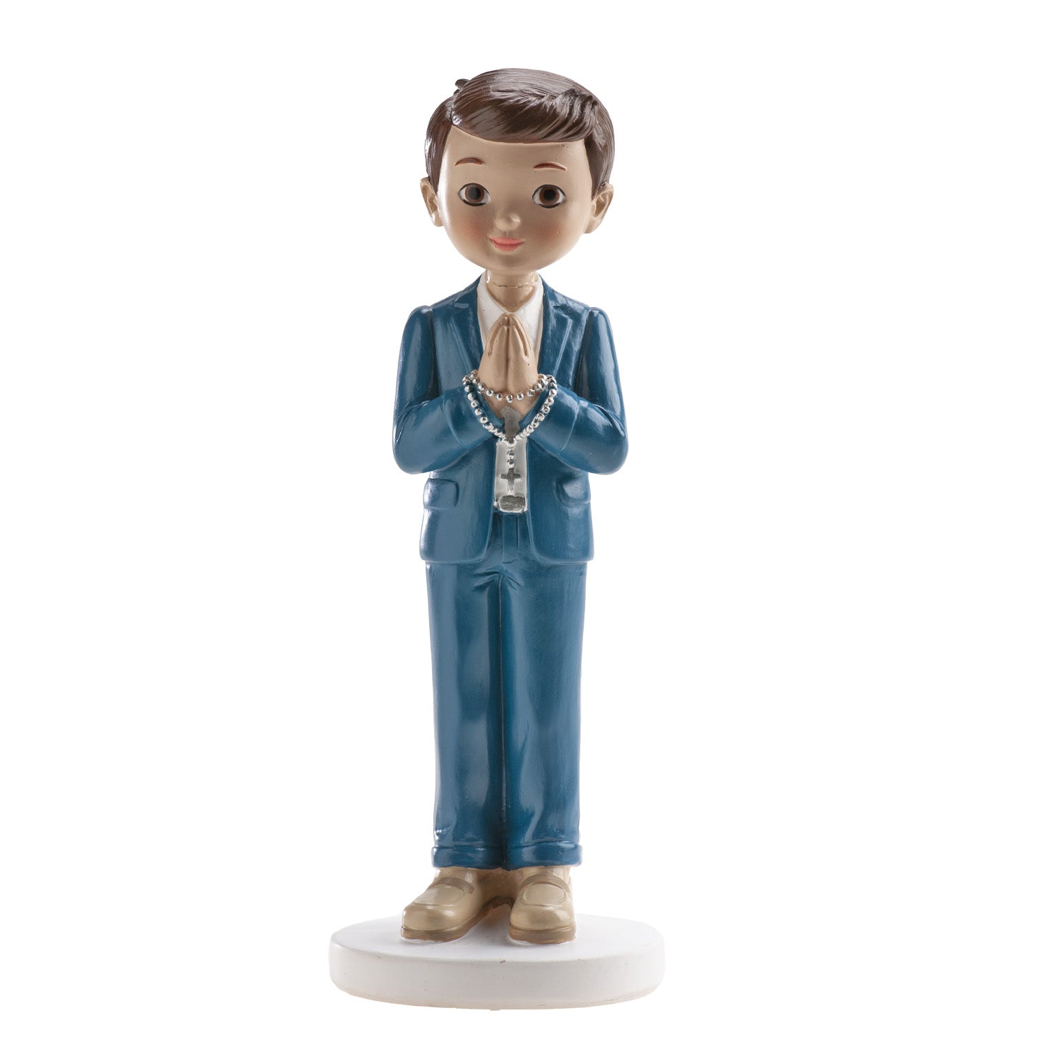 FIGURINE GÂTEAU COMMUNION CHAPELET BLEU MARINE 16CM