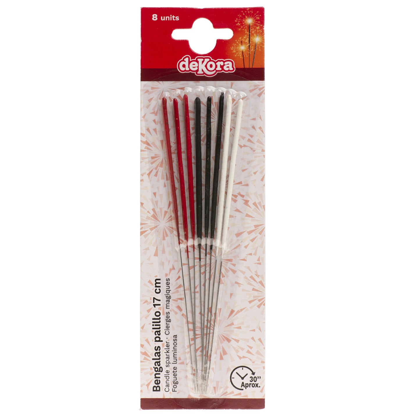 BLISTER 8 CANDLE COLOUR SPARKLER 17CM