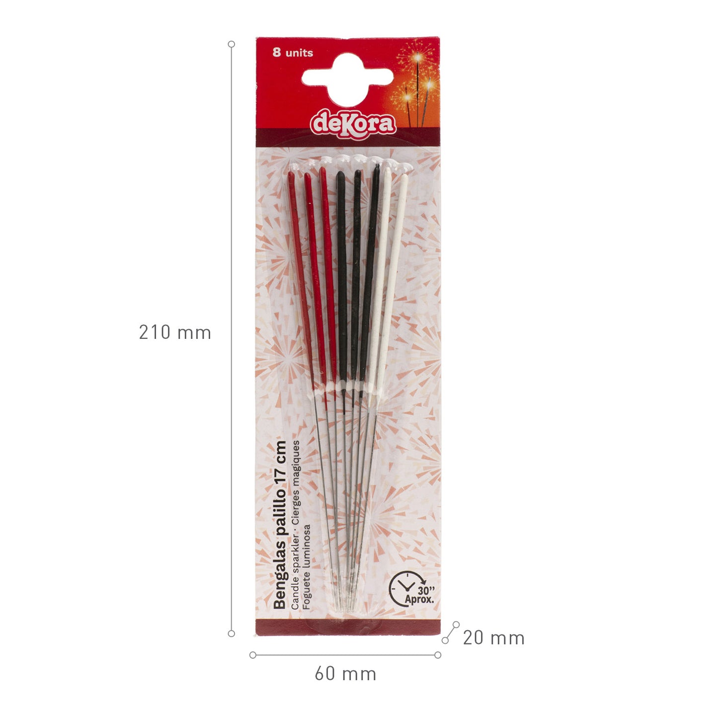BLISTER 8 CANDLE COLOUR SPARKLER 17CM