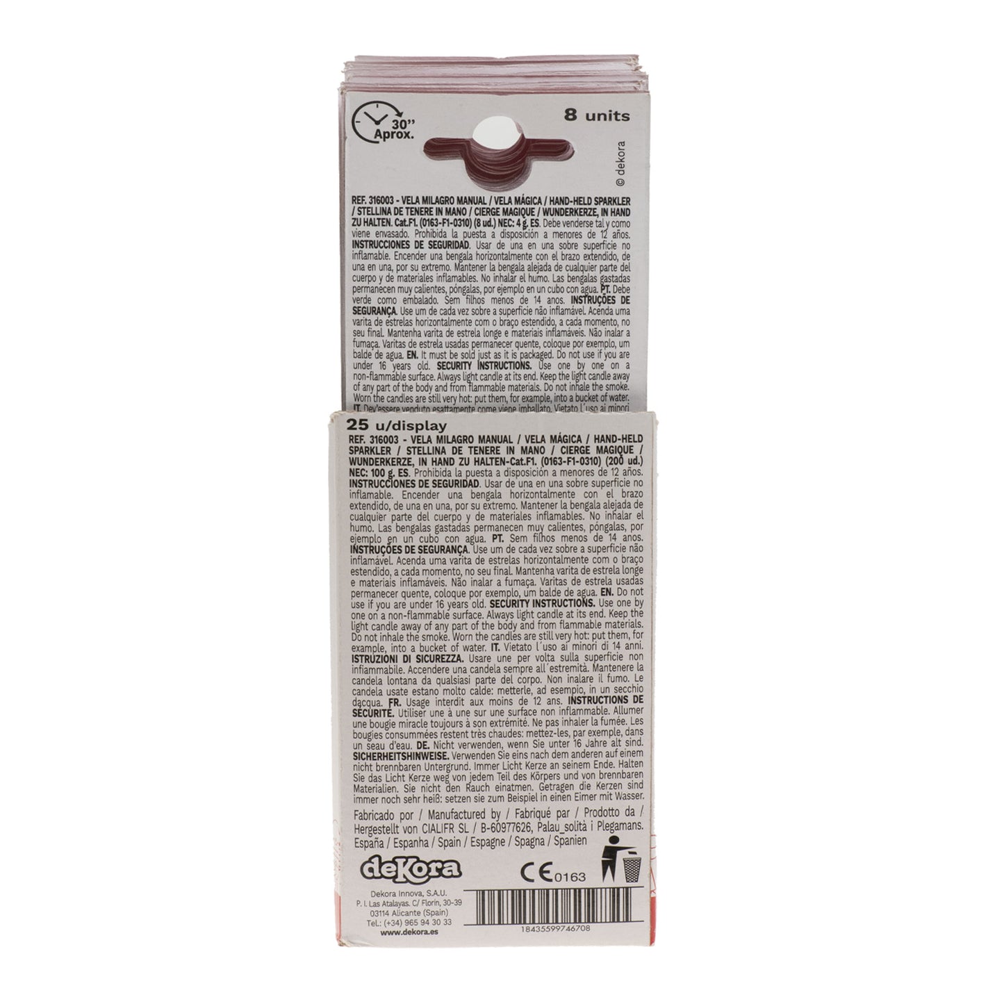 BLISTER 8 BASTONCINI PIROTECNICI DI COLORI 17CM