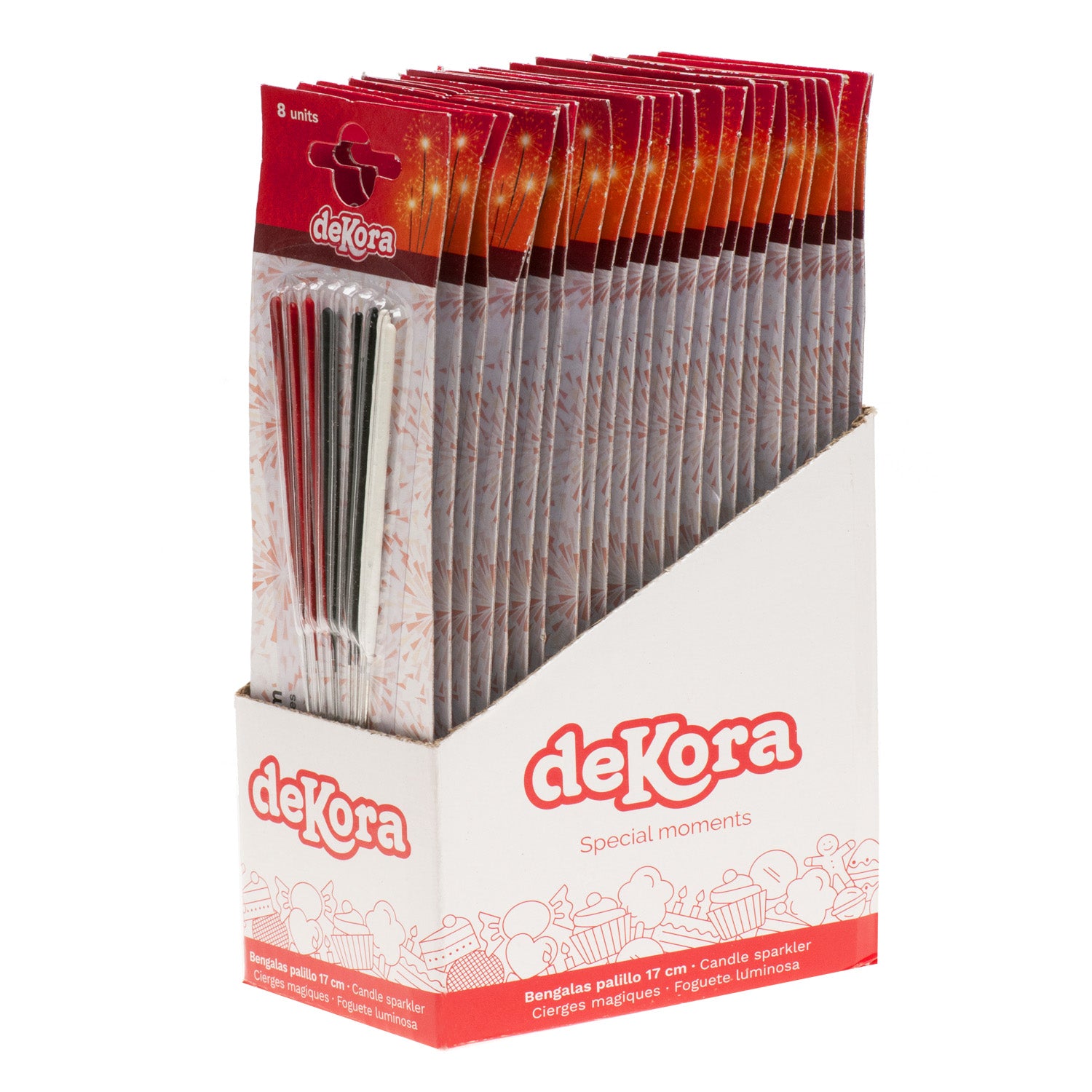 BLISTER 8 CANDLE COLOUR SPARKLER 17CM